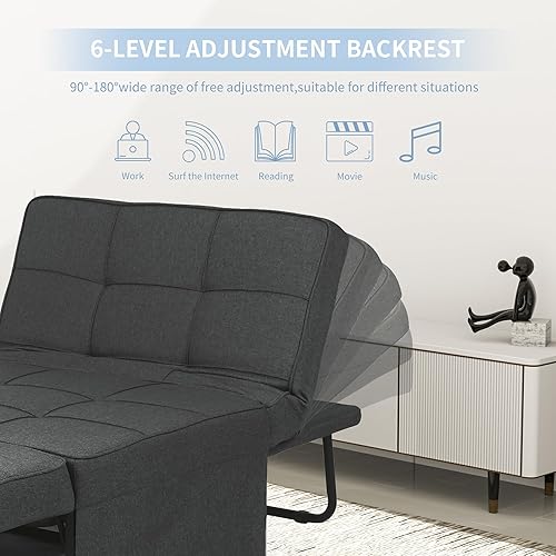 Miniatura 6 de Diophros - Sofá cama plegable y multifuncional 4 en 1 otomana, cama para invitados moderna con silla reclinable ajustable para habitación pequeña o