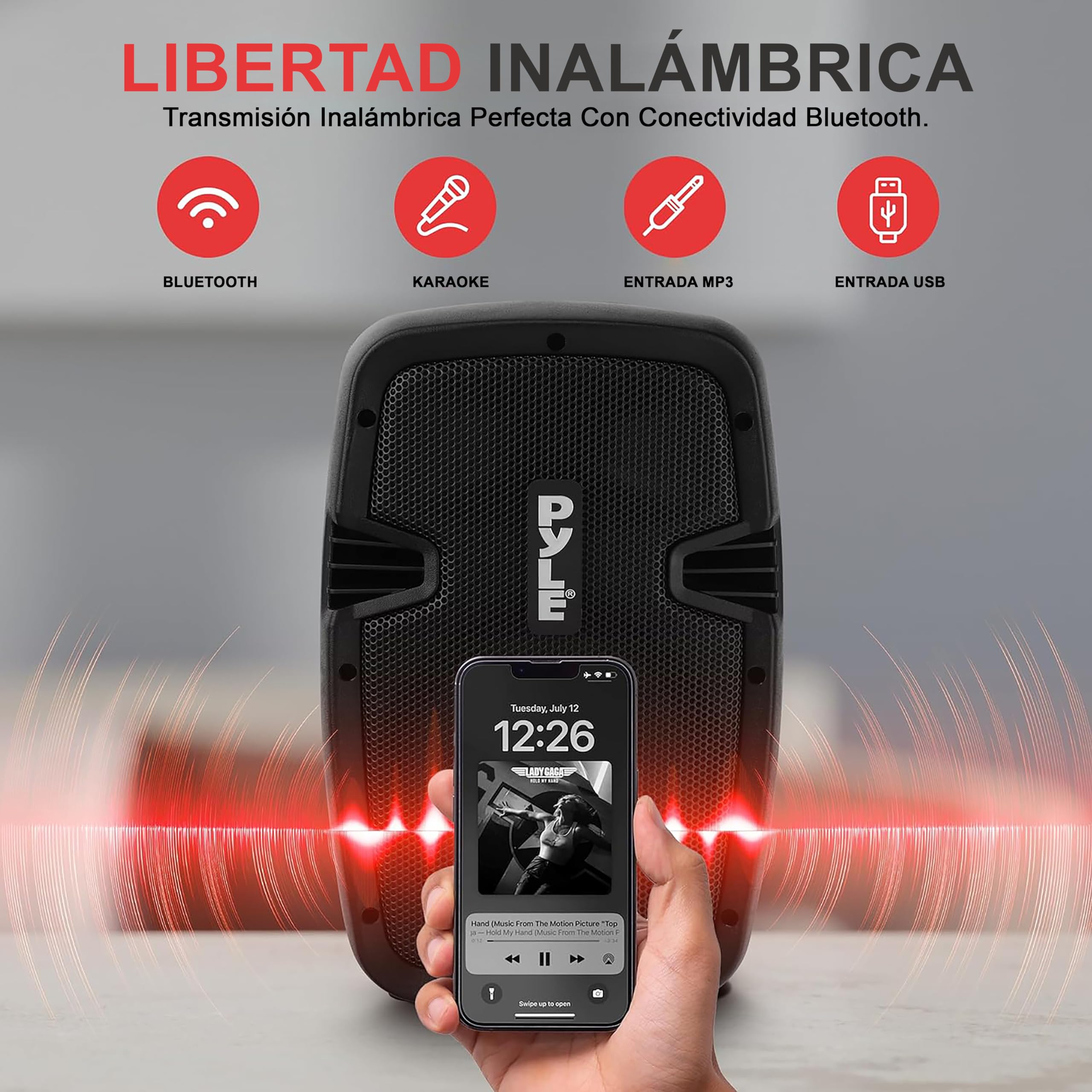 Pyle Altavoz autoamplificado Bluetooth, 8”, PA, Profesional, 700W, Activo, Pasivo, Exteriores, USB/SD/MP3 aux, Pack de 2, Tripodes, Karaoke, Microfono, Control Remoto, Color Negro