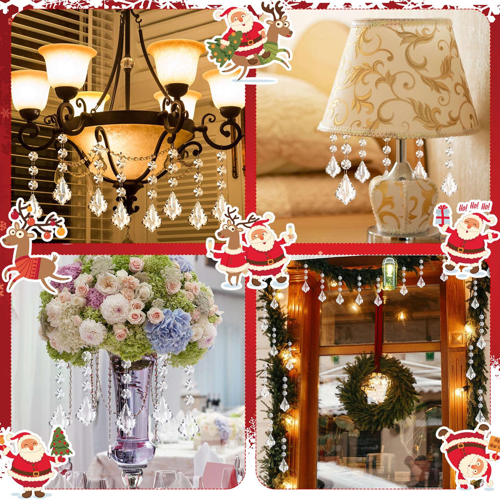 Nuenen 100 Pcs Christmas Hanging Crystals for Centerpieces Chandelier Garland Christmas Tree Teardrop Crystal Prisms Pendant Ornaments for Wedding Window Home Decor (Maple Leaf)