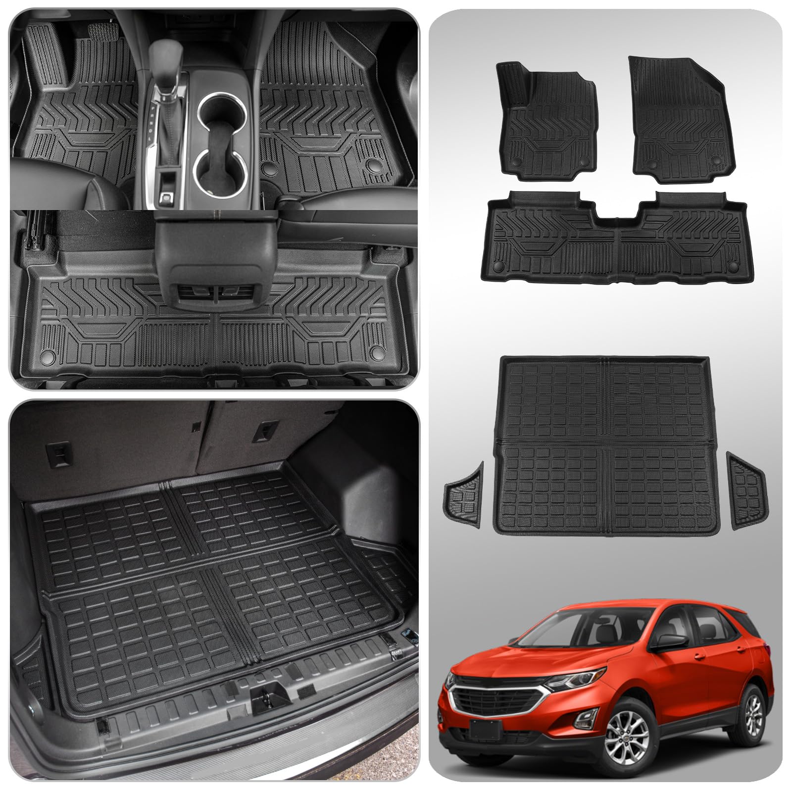 Thinzyou Floor Mats Compatible with 2018-2024 Chevrolet Equinox Cargo Mat GMC Terrain Trunk Mat TPE All Weather Cargo Liner 2023 Chevy Equinox