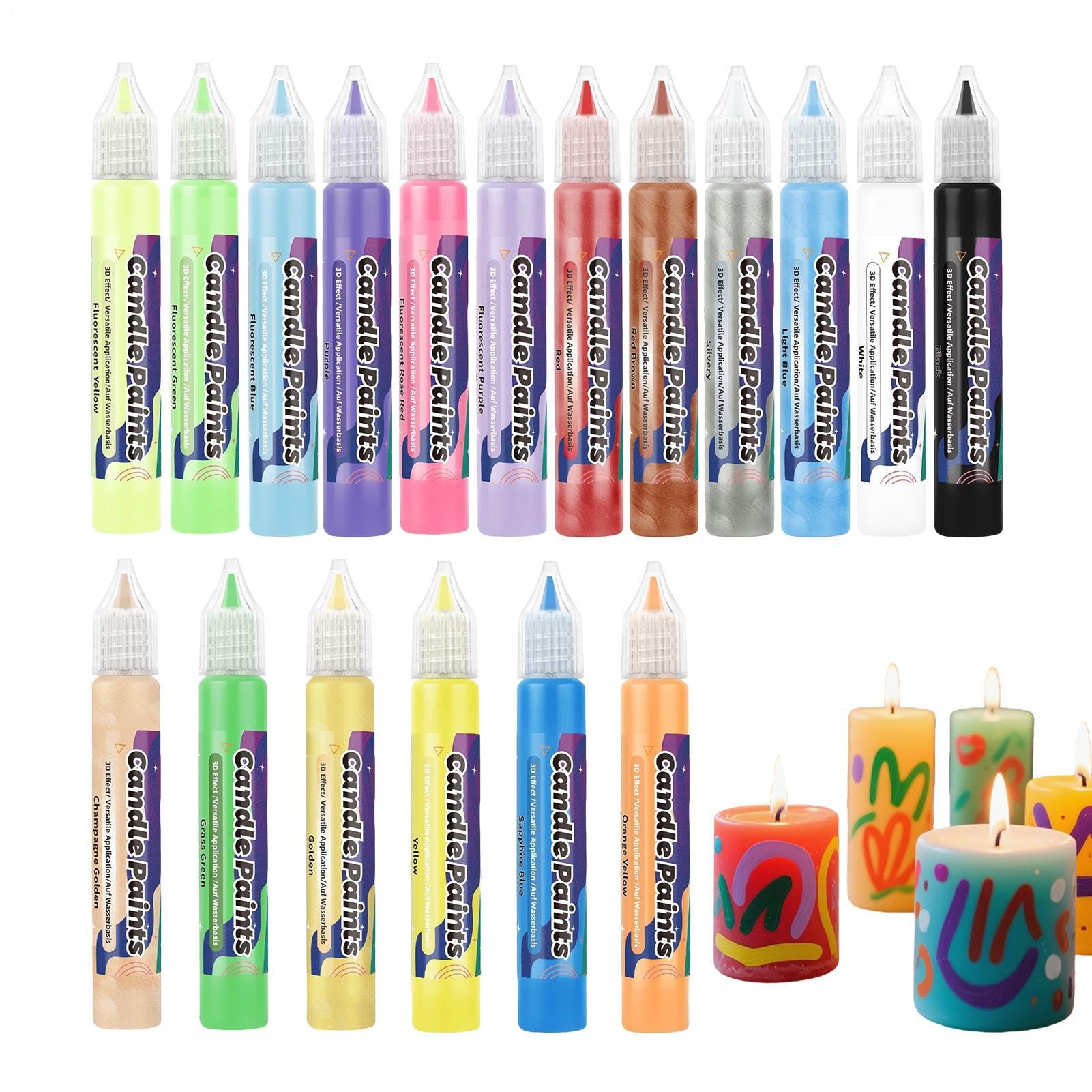 Candle Wax Pen - 18 Color Diy Painting Kit for Arts Crafts | 500g Candle Decorating Set for Birthday, Holiday, Wedding, Party, Blessing, Writing, Supplies for Kids, Adults Gift
