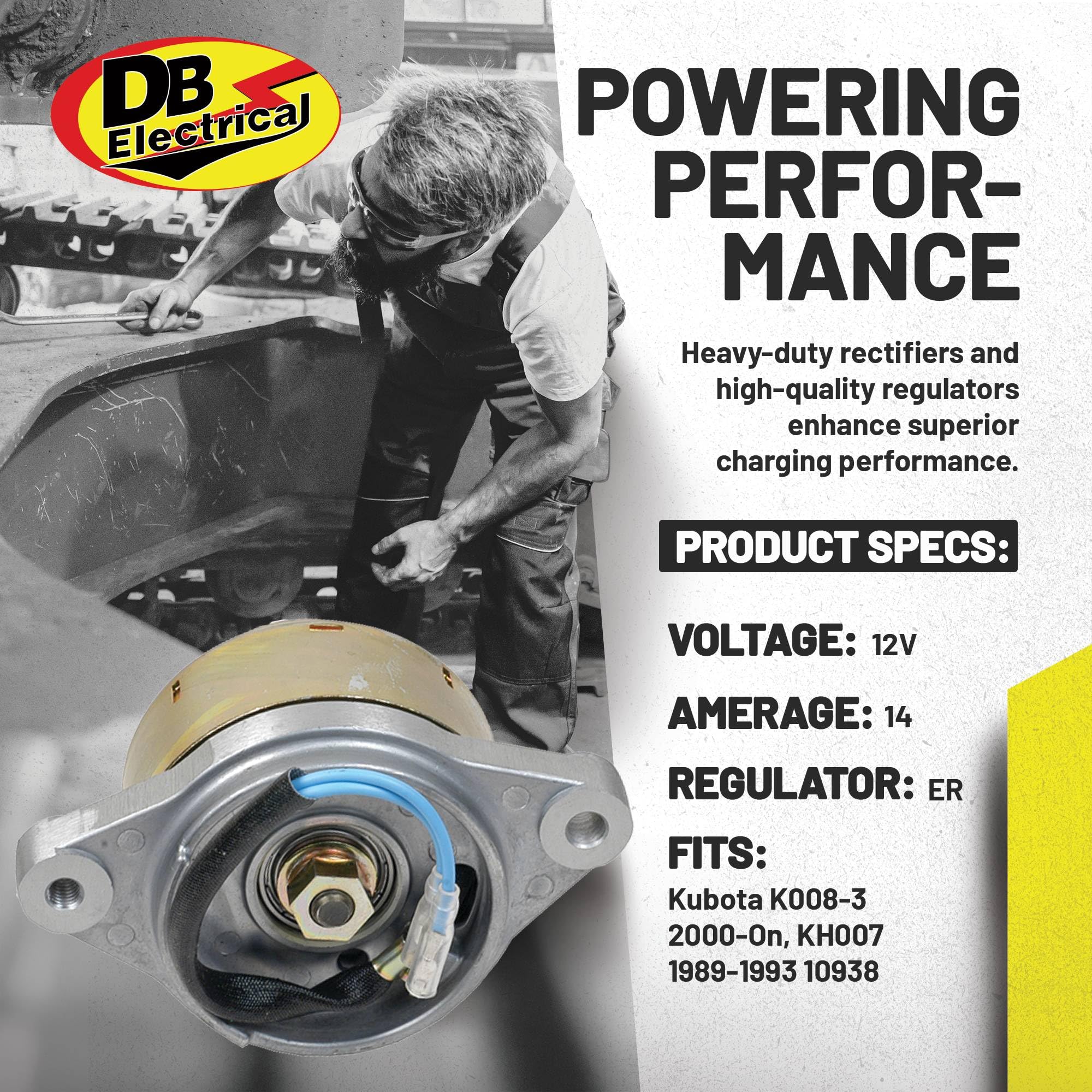 DB Electrical APM0001 New Alternator for Permanent Magnet Kubota, Excavator K008 K008-3 Kh007 Kh35 Kh41 Kh61, Tractor B1550D B1550E B1700Dt B1700E B1700Hsd 400-58002 400-58015 E5700-64013 E5700-64014
