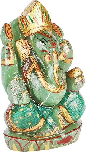 Miniatura 3 de Estatua de Ganesha tallada a mano de gemas reales, estatua de piedras preciosas de Ganesha, Estatua de Ganesha de inauguración de la casa 2857.00 Ct