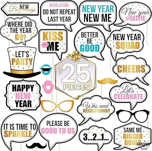 Miniatura 3 de KatchOn, Accesorios para cabina de fotos de Año Nuevo 2025  Paquete de 25, pequeños bricolaje  Suministros para fiesta de Año Nuevo 2025  Accesorios