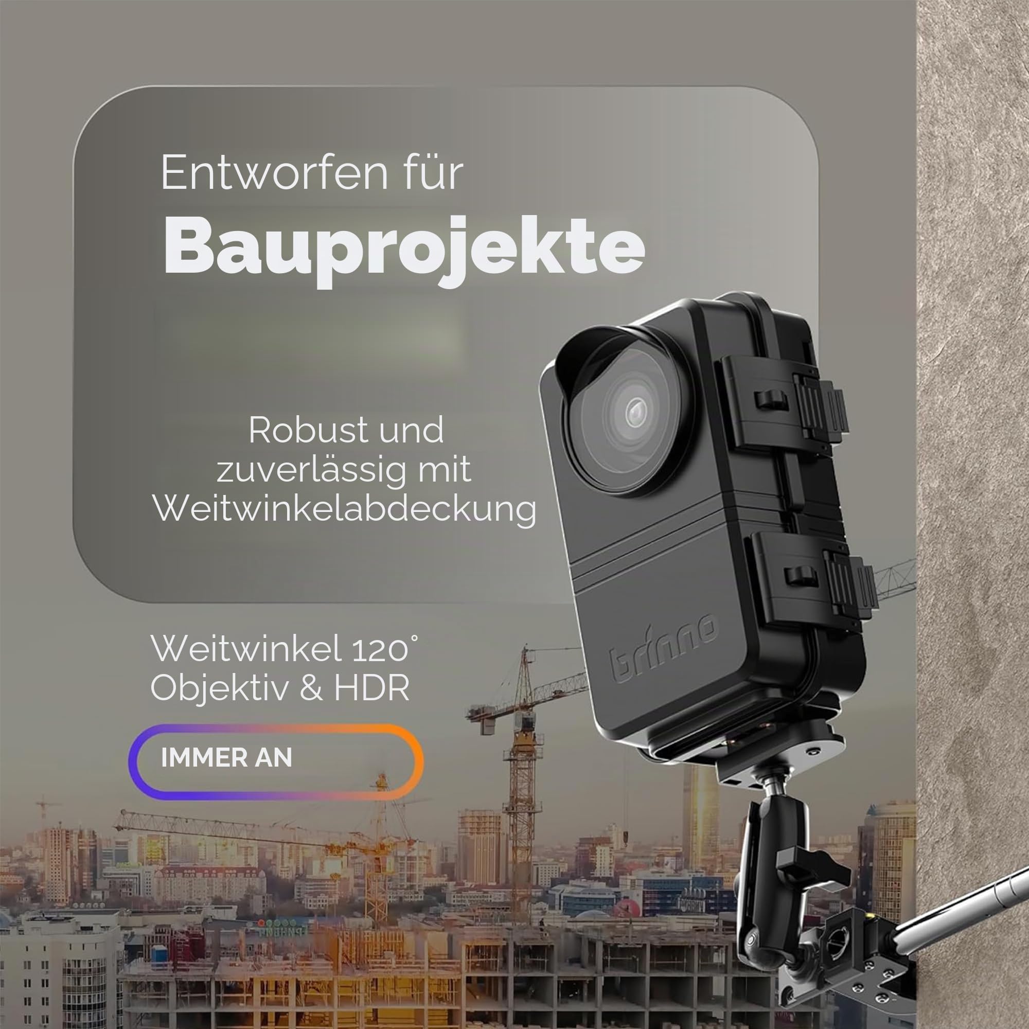 Brinno BCC5000 4K WiFi Zeitraffer-Kamera-Bundle - Fortschrittlicher Bildsensor, HDR, IP65-Gehäuse, mobile App, 6 Monate Akkulaufzeit mit erweiterten Steckplätzen, Bluetooth, Konstruktionssystem
