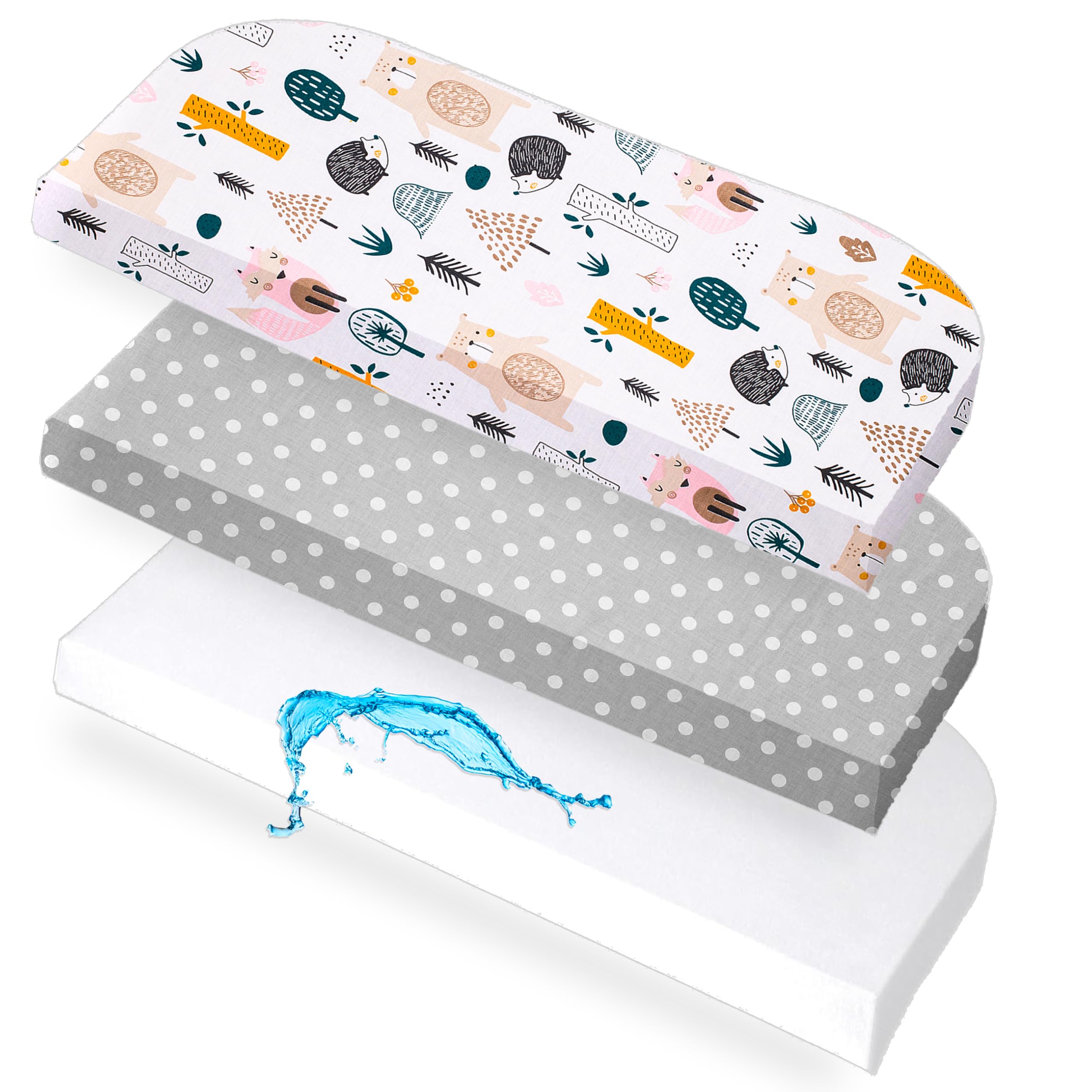 2 lenzuoli con angoli elasticizzati da 50 x 89 cm, compatibili con BabyBay + 1 coprimaterasso – Lenzuolo con angoli elasticizzati per bambini, compatibili con maxi, molle, Comfort