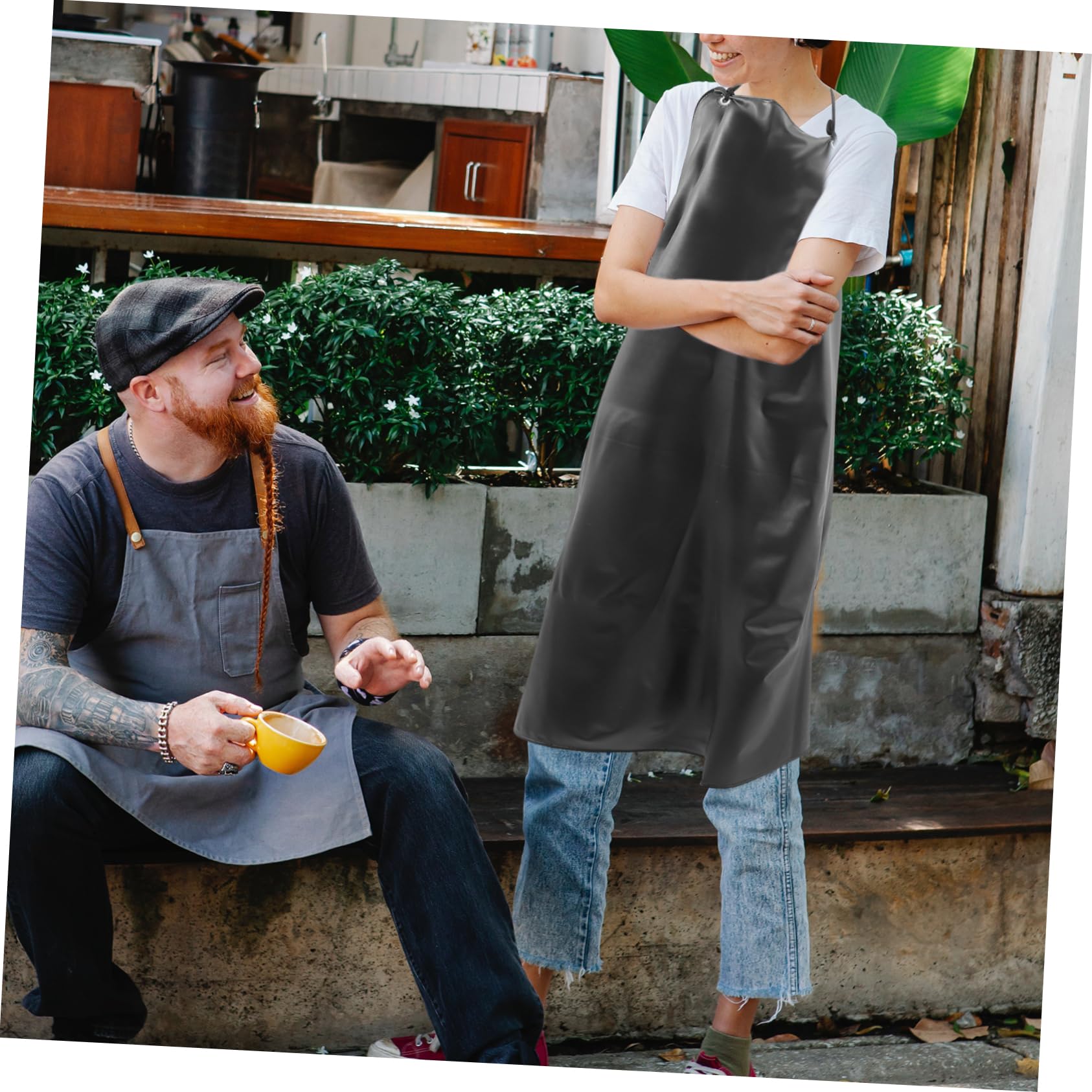 Mikikit Chemical Dish Apron Kitchen Apron for Cooking Gardening Industrial Work Pvc Waterproof