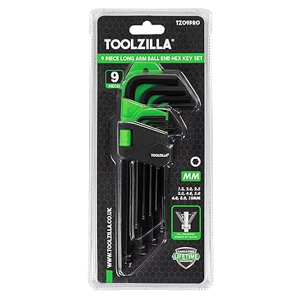 TOOLZILLA Allen Key Set, 9 Piece Hex Key Set for Home Fixing, Craft and DIY, Heat Treated Anti-Slip Allen Key Socket Set Wera Allen Keys in 9 Sizes
