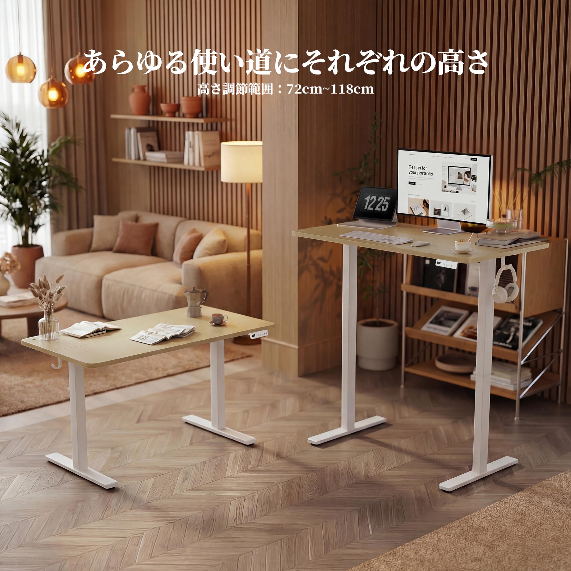Amazon.co.jp: Claiks 昇降デスク 小さめ 電動 スタンディングデスク