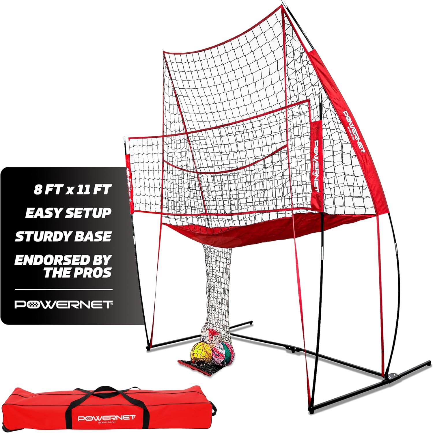 PowerNet Volleyball Net for Backyard Games & Practice, Portable Rebounder Net with Ball Return, Indoor & Outdoor Volleyball Training Equipment for Serving, Passing & Hitting Drills (Spike Trainer)
