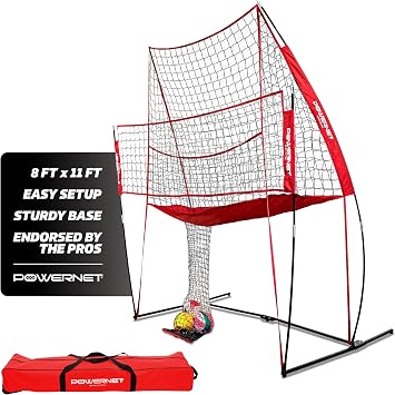 PowerNet Volleyball Net for Backyard Games & Practice, Portable Rebounder Net with Ball Return, Indoor & Outdoor Volleyball Training Equipment for Serving, Passing & Hitting Drills Spike Trainer