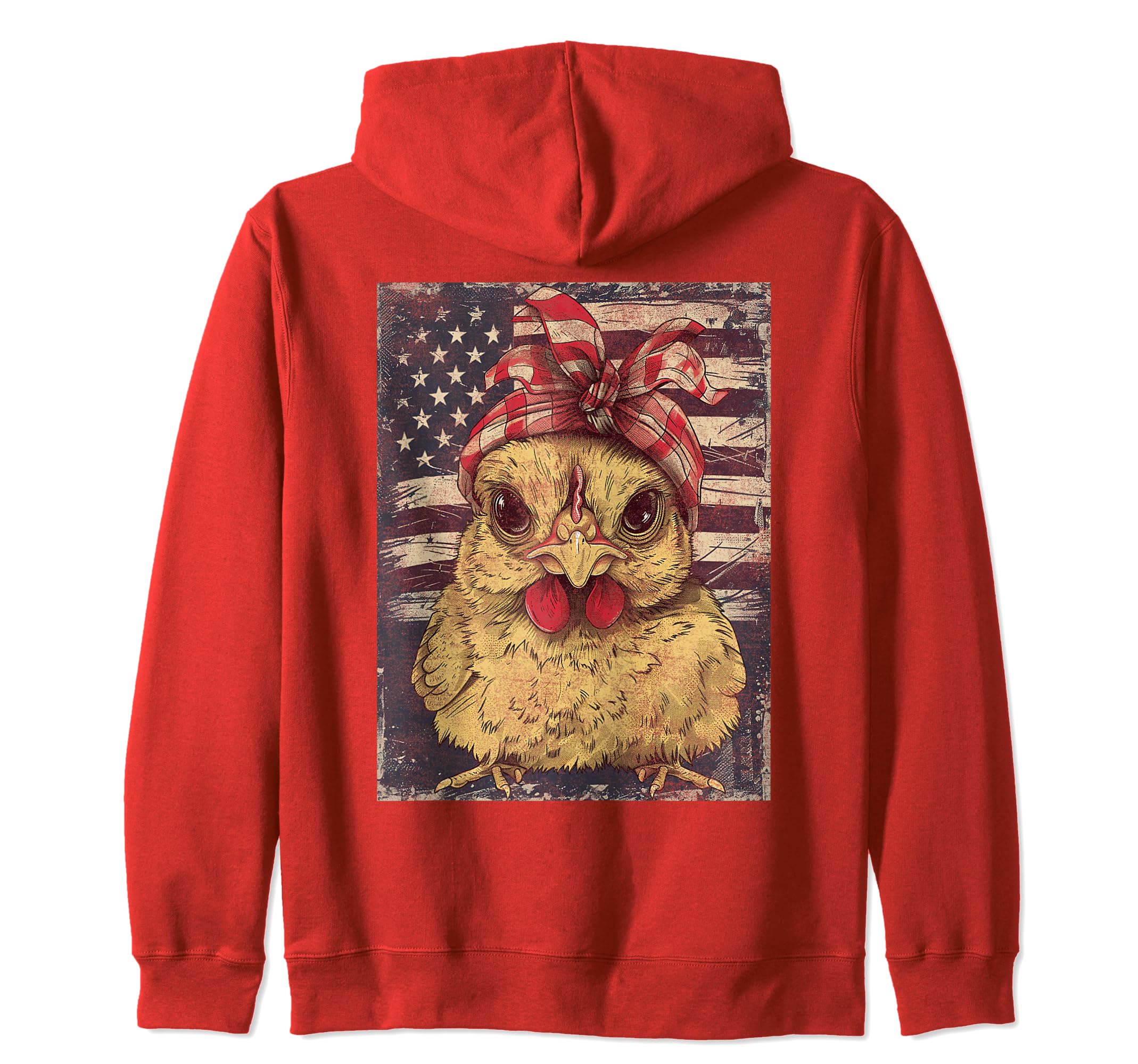 Cute Chicken USA American Flag Patriotic Americana Graphic Zip Hoodie