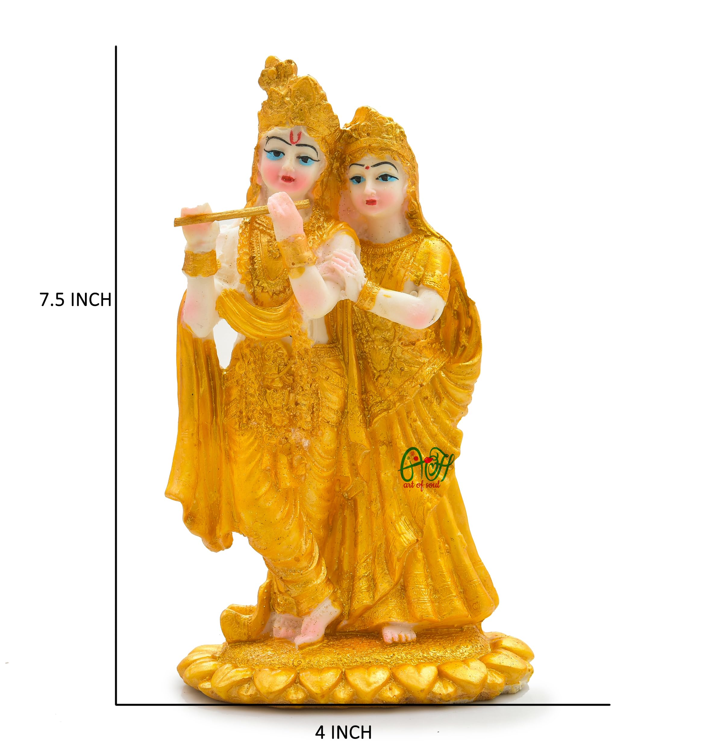 Archna Handicraft Polyresin Gold Printed Radha Krishna Idol Statue Showpiece Decorative Items for Home Decor Living Room Pooja Decoration,Gifts for Family and Friends(7.5x4)(190 Grms.) - Image 4 thumbnail