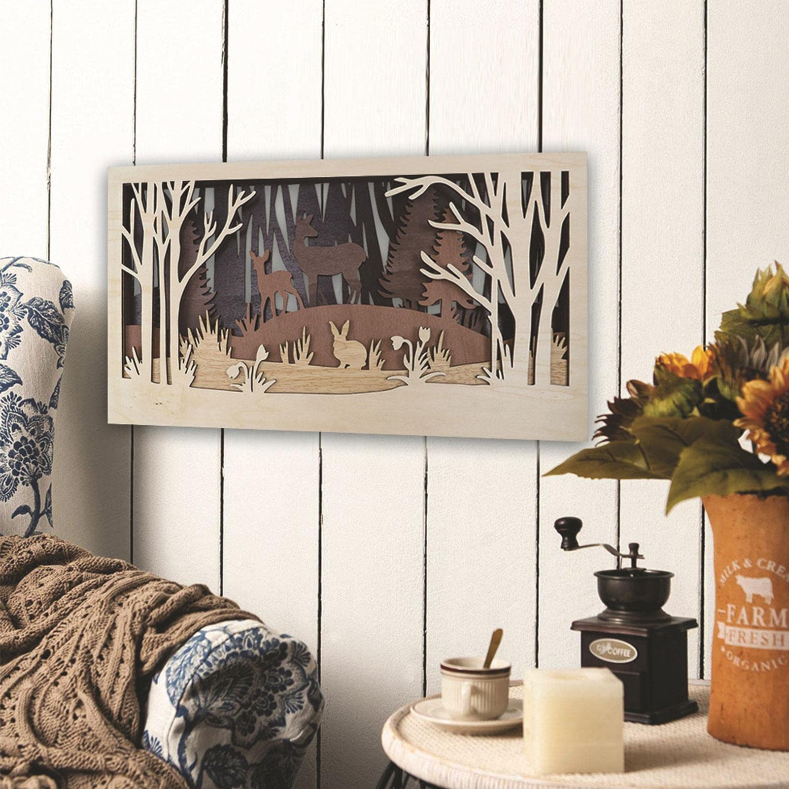 Amazon.co.jp: 木彫りの壁の装飾 | 森の木の彫刻の装飾,絶妙な