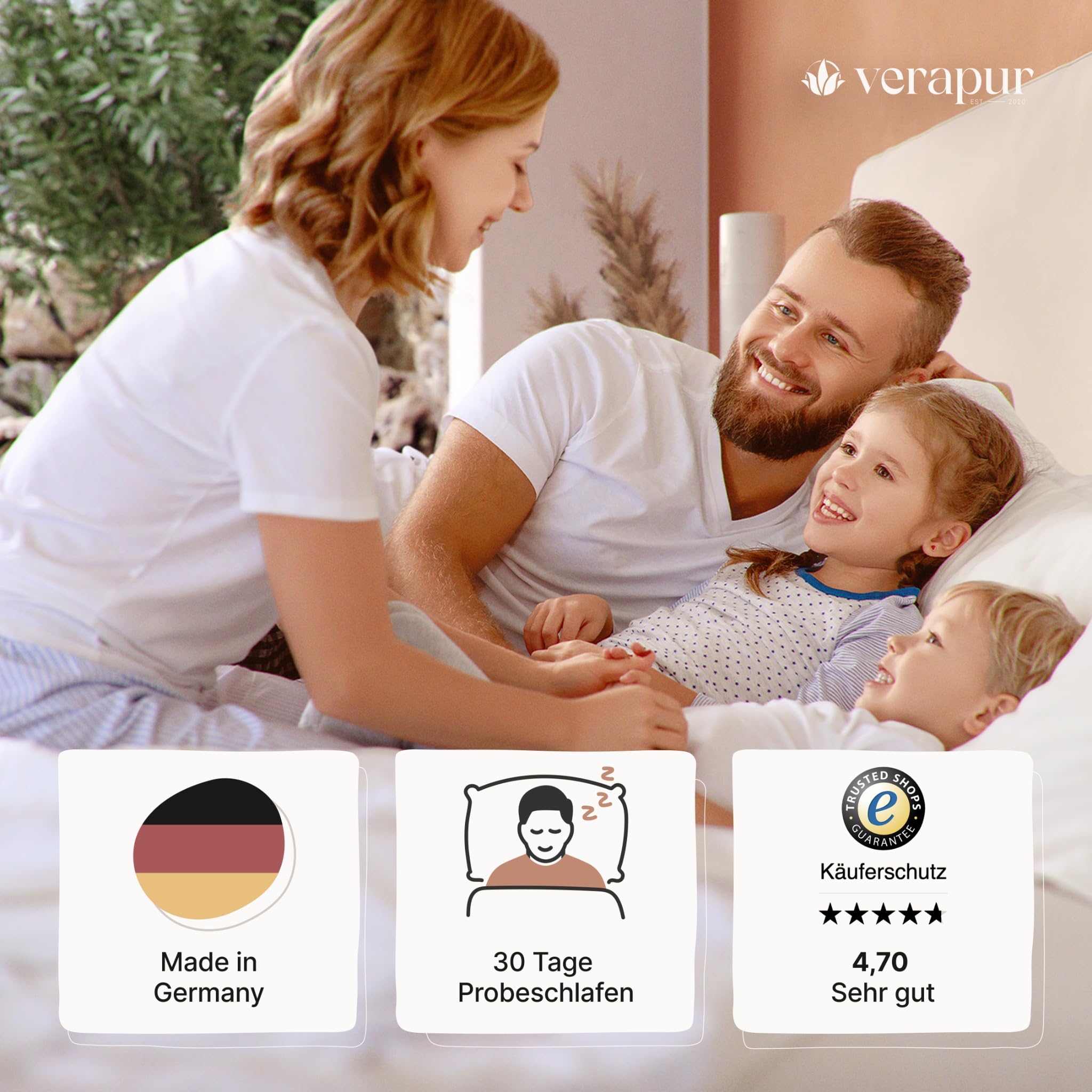 verapur Ortho Soft materac kieszeniowy 90 x 200 cm H2, 7-strefowy, miękki materac kieszeniowy, poszewka nadająca się do prania, Öko-Tex, wysokość 23 cm