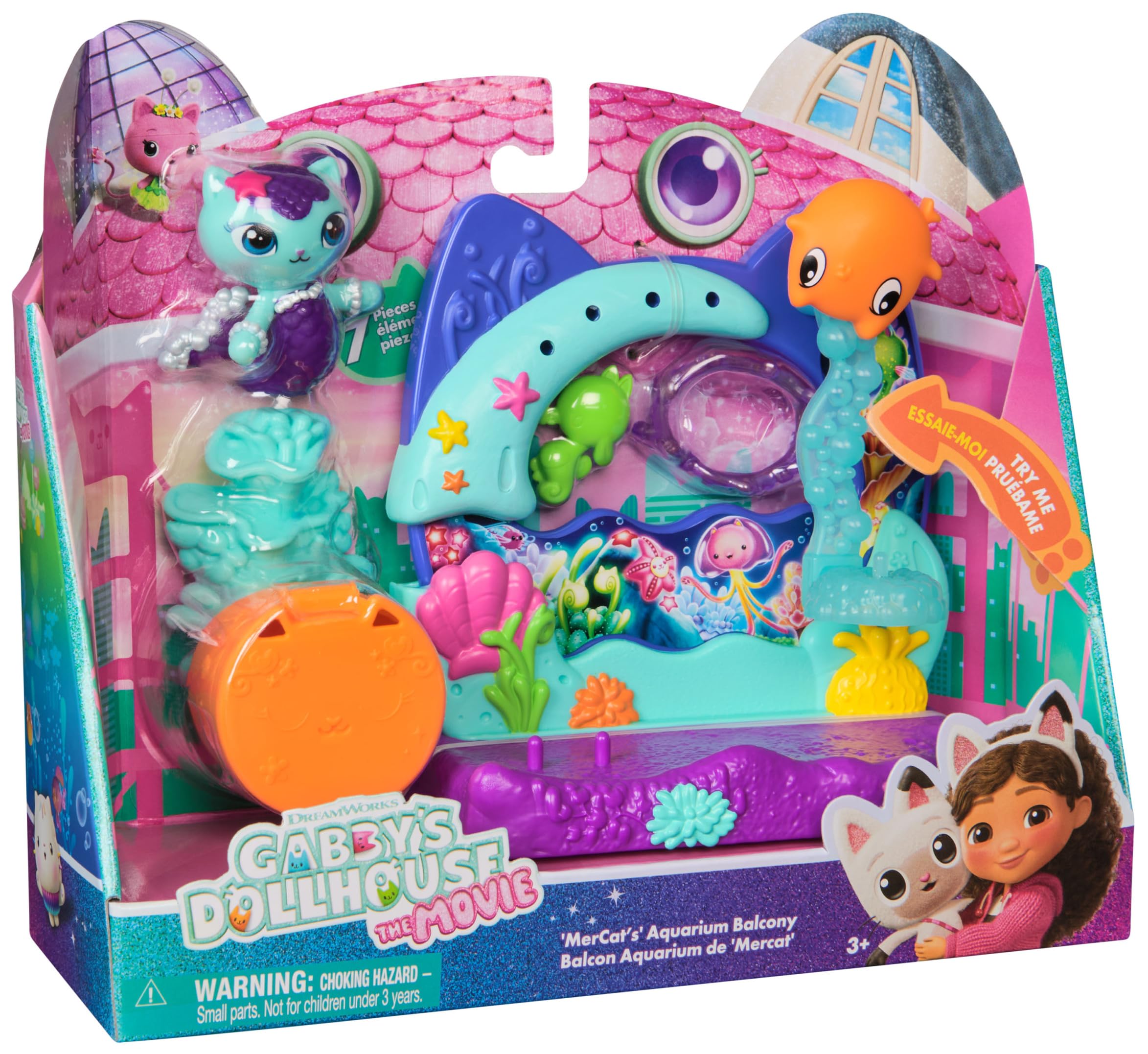 Gabby's Dollhouse Playset Movie Aquarium Balcony, Multicolor, 6074163