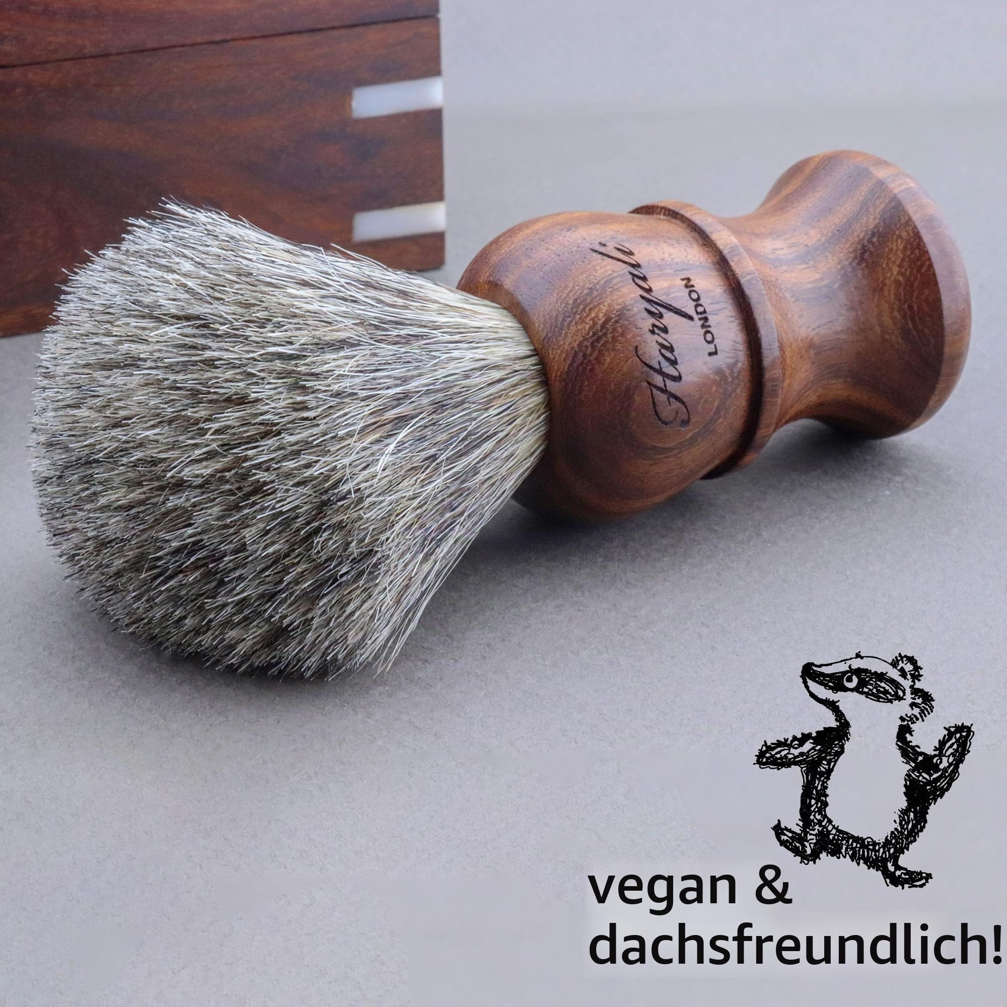 Classic Collection Barber Salon Rasiermesser aus Holz, gerader Schnitt, schwarzes Dachshaar, Lederstreichriemen und Schleifpaste, 5-teiliges Set
