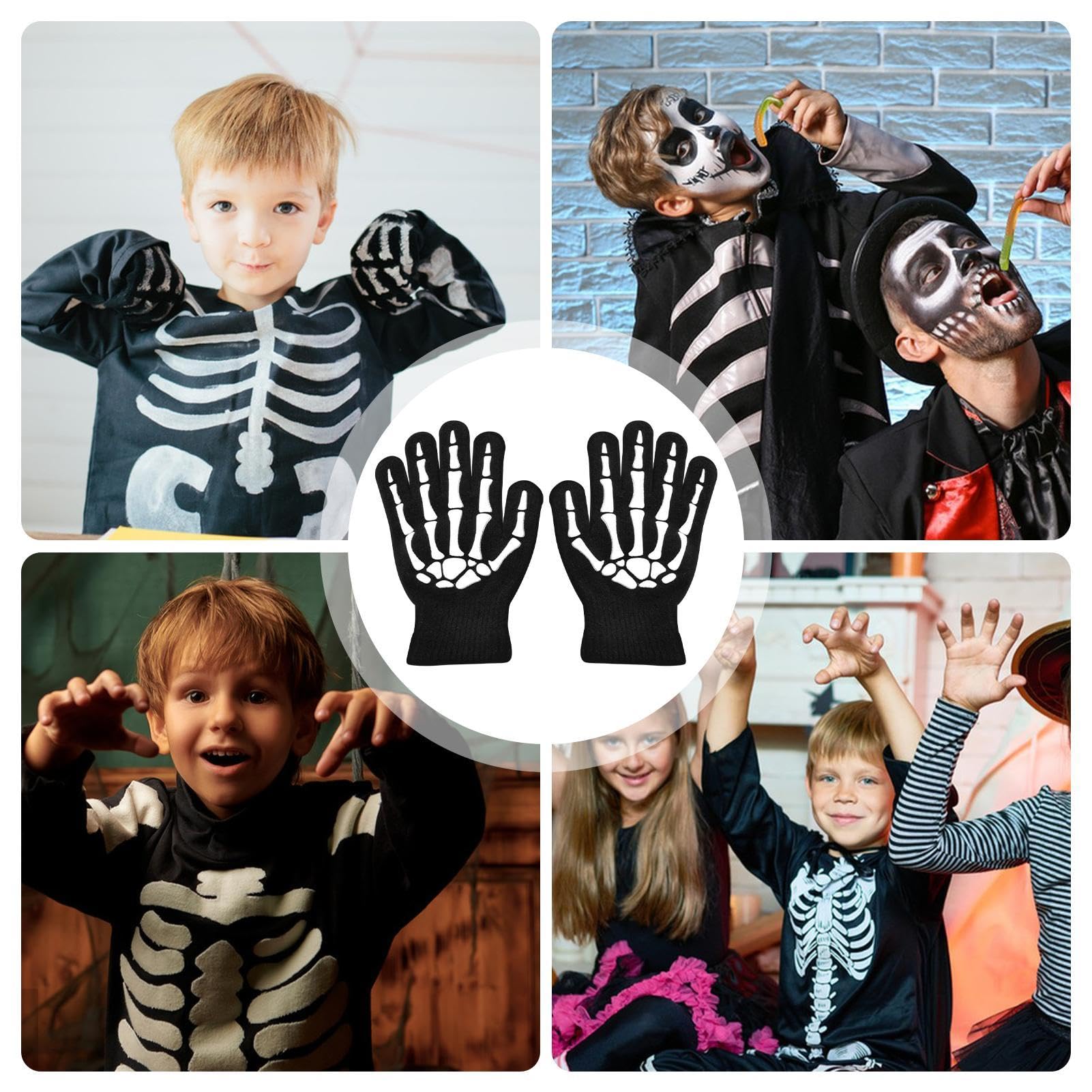 Rękawiczki z czaszką, dziecięce rękawiczki z czaszką - świecące w ciemności Halloween rękawiczki z czaszką na całe palce | Halloween ciepłe rękawiczki z czaszką do biegania, ćwiczeń, wędrówek