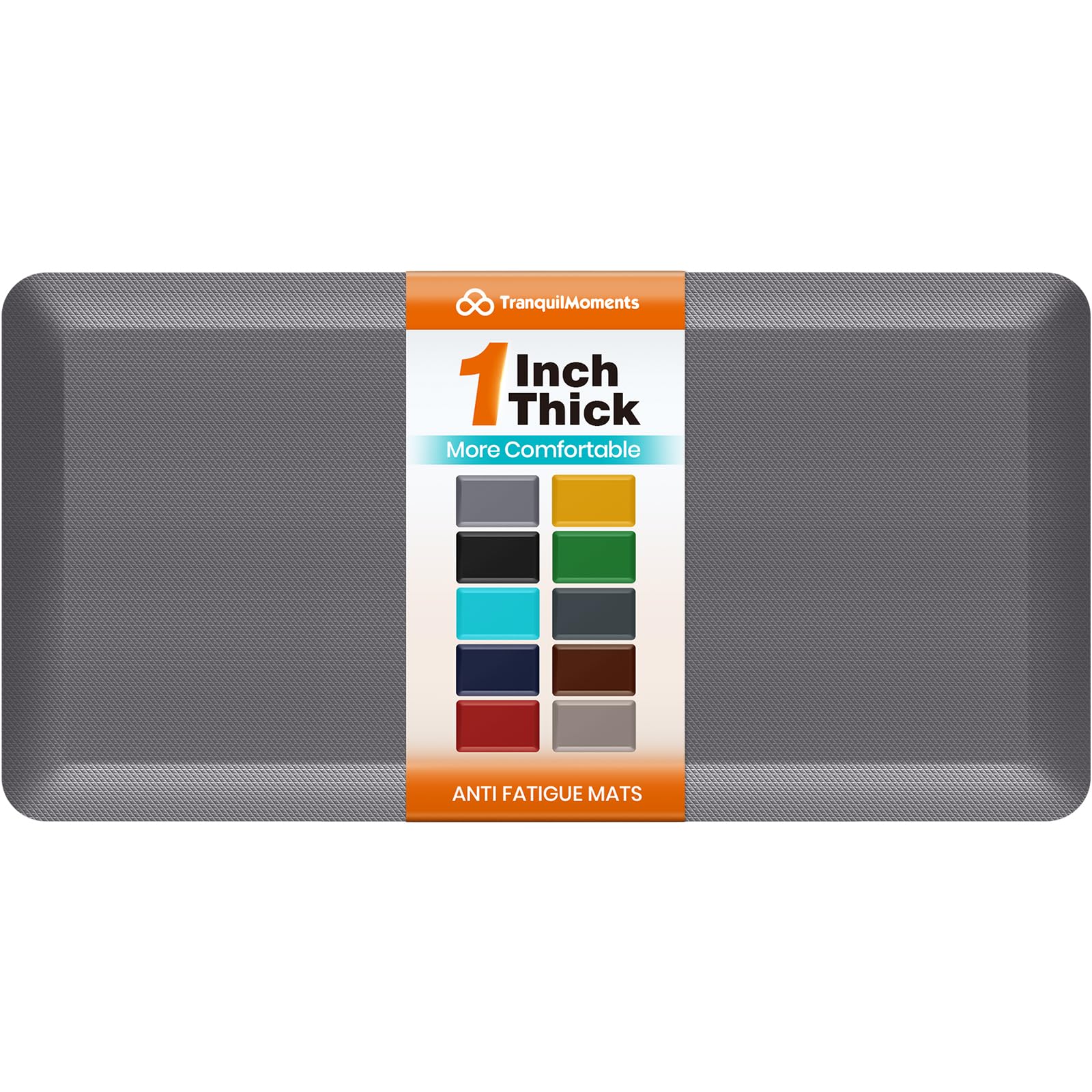 1-Inch Thick Anti-Fatigue Mat for Kitchen and Standing Desk, 20"x39", Grey
