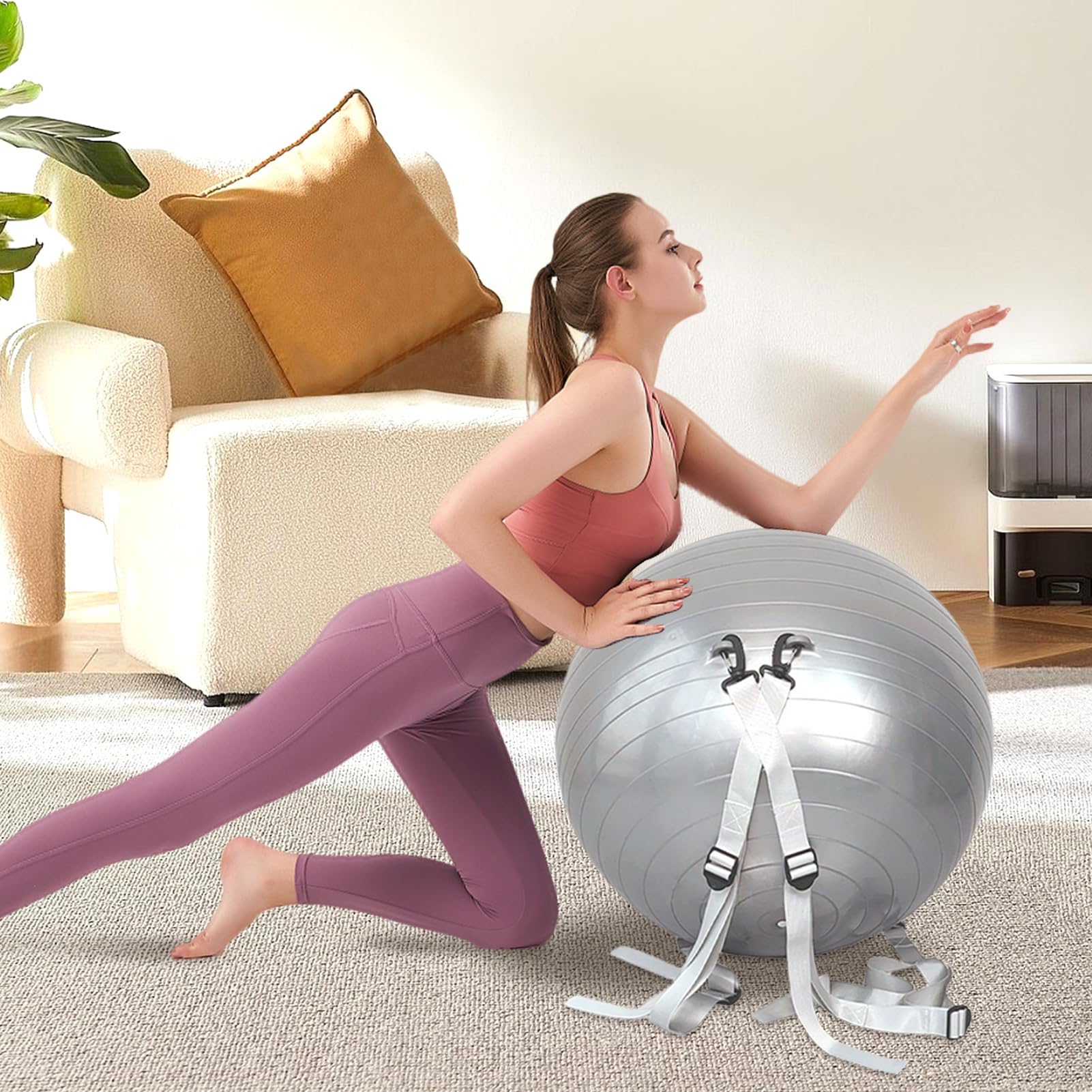 Pelota asistida para volteretas, pelota de voltereta, para yoga, fitness auxiliar, multifuncional, para volteretas asistidas, capacidad de 250 kg, superficie antideslizante para