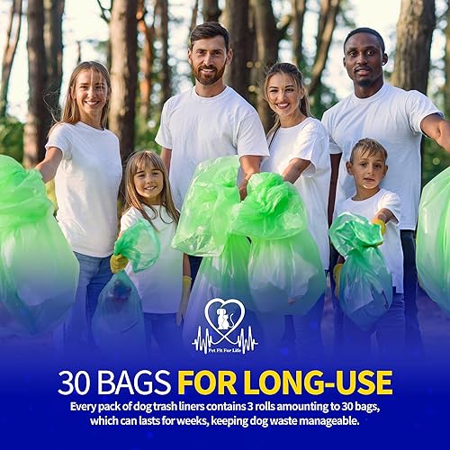 Miniatura 7 de Pet Fit For Life Bolsas de basura grandes, 3 rollos de plástico para cestas de basura para perros con 10 bolsas de basura pequeñas en cada rollo, 30