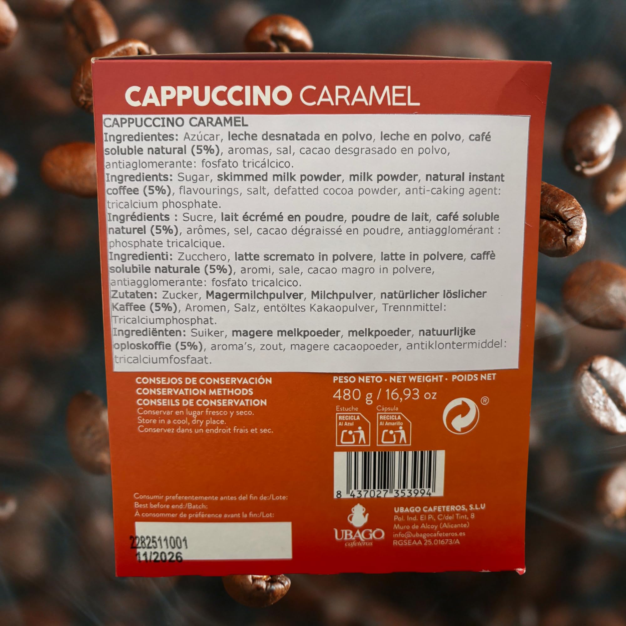 Ubago Café en cápsulas Café Cappuccino Caramel, Toffee Edition, compatible con capsulas Dolce Gusto, oferta de 192 unidades