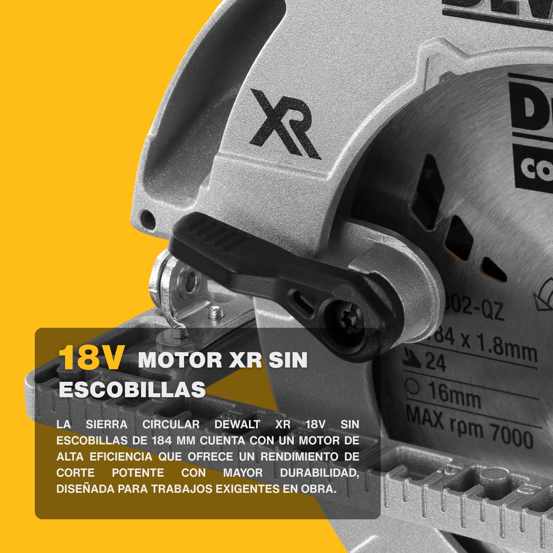 DEWALT XR 18V sierra circular sin escobillas con hoja de 184 mm, corte de 58 mm, LED y maletín TSTAK, DCS572NT-XJ