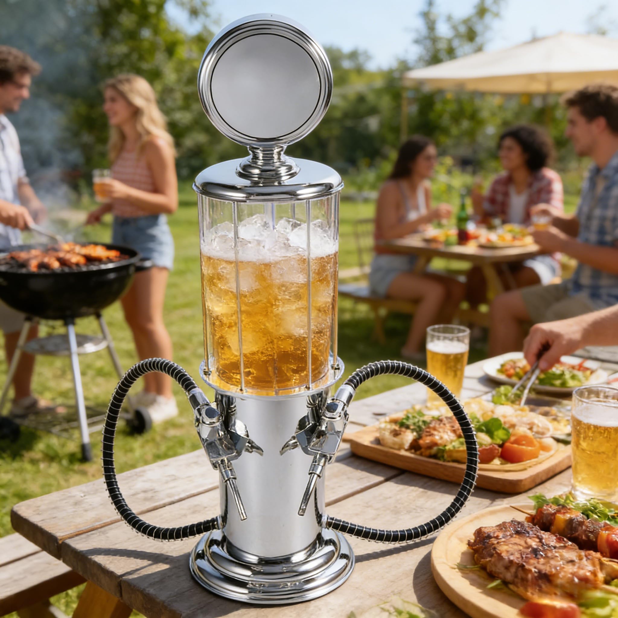 Distributeur de bière à double pistolets en métal, pompe à gaz pour tour de boissons