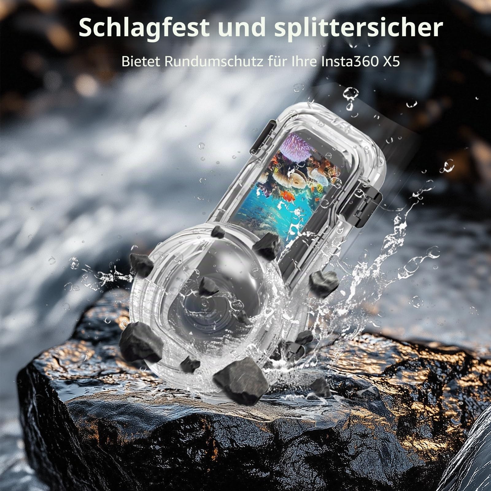 PULUZ – Wasserdichtes Tauchgehäuse 60 m/197 ft für Insta360 X5, Schnellwechsel-Gehäuse für Unterwasserfotografie & Action-Kamera-Schutz