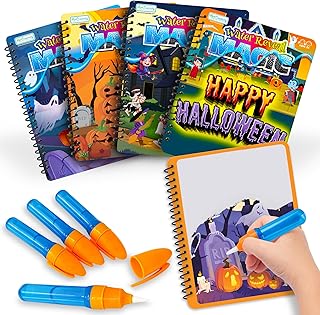 Halloween Boo Basket Stuffers for Toddlers, 4 Pack Halloween Water Coloring Books for Kids, Halloween Activities for Kids, Halloween Crafts for Toddlers, Toddler Travel Essentials, Toddler Gift Toys