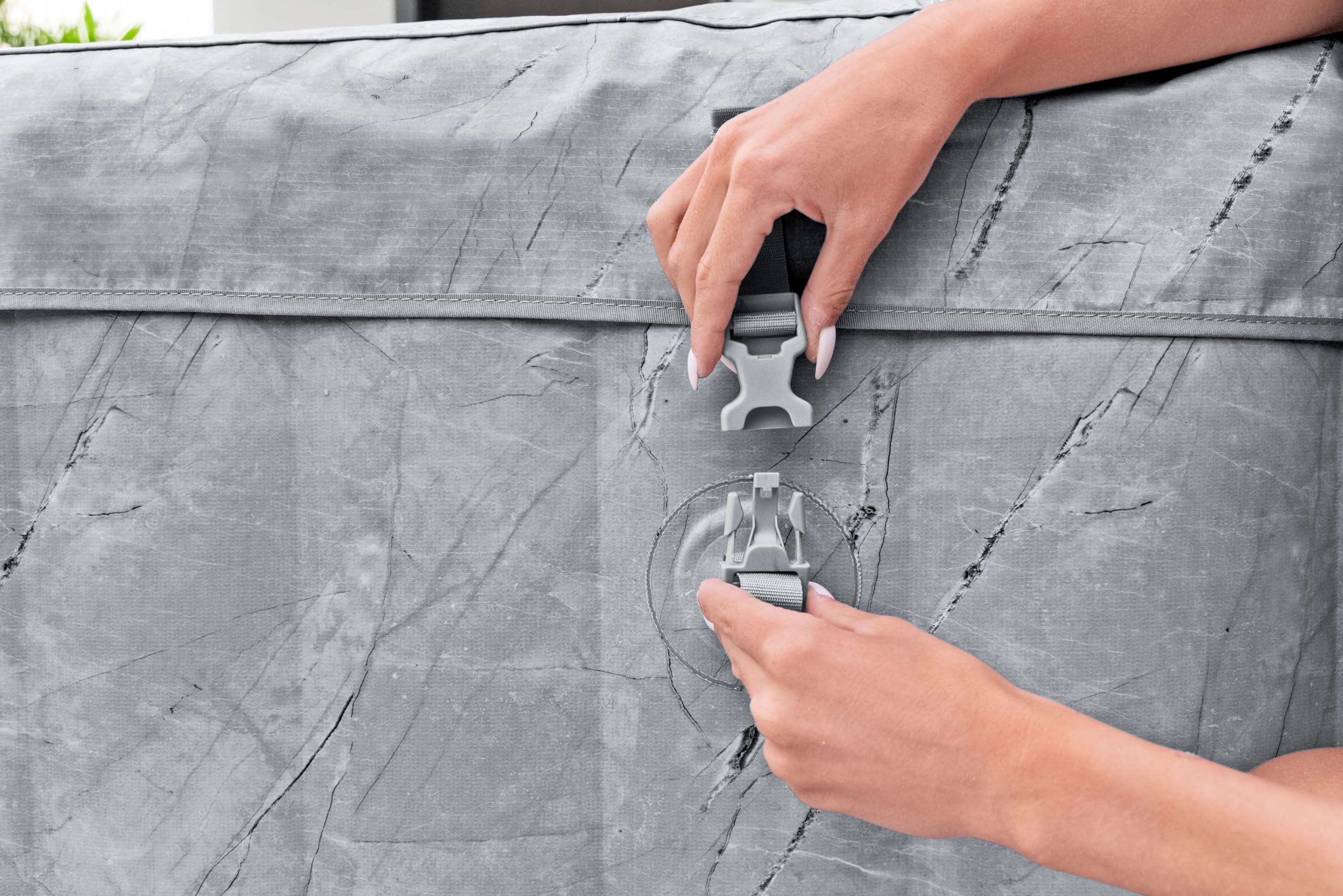 Bestway San Francisco Smart Luxe HydroJet Pro 7 Mármol Gris, 90.5'x90.5'x28'/2.30 mx2.30 mx71 cm