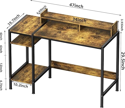 Miniatura 68 de Escritorio para computadora, escritorio para juegos de 43 pulgadas, escritorio de oficina en casa con almacenamiento, escritorio pequeño con soporte