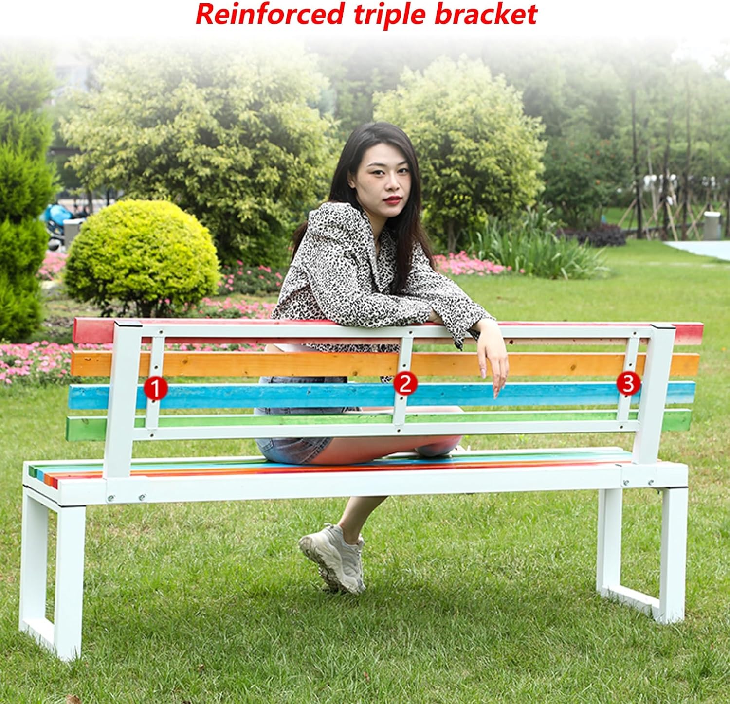 Outdoor Metal Garden Bench Seat, Park Benches with Anti-Rust Aluminum Steel Metal Frame, Slatted Seat, Patio Loveseat for Yard, Lawn, Porch, Choice of Colours(Yellow,B-59 * 15.7 * 31.5")