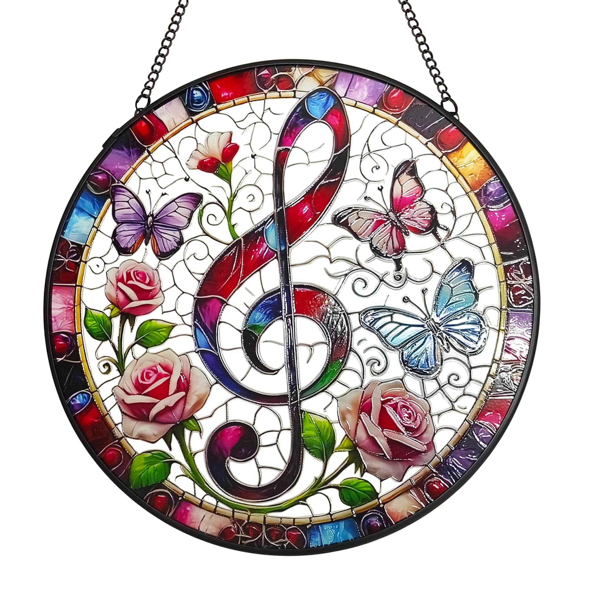 Amazon.com: ZZHAOYI Treble Clef Stained Glass Window Hanging, 7.9