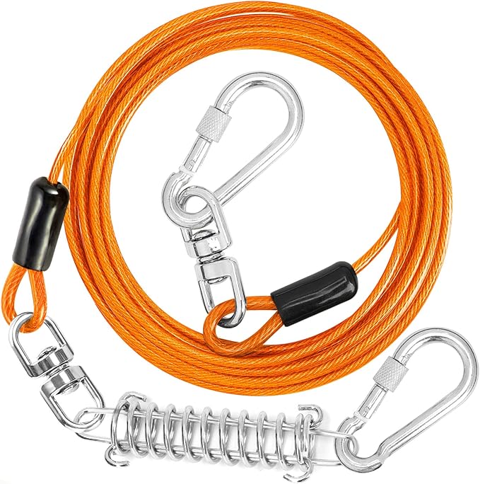jenico Dog Tie Out Cable 30 FT Dog Runner Cable with Swivel Hook, Dog