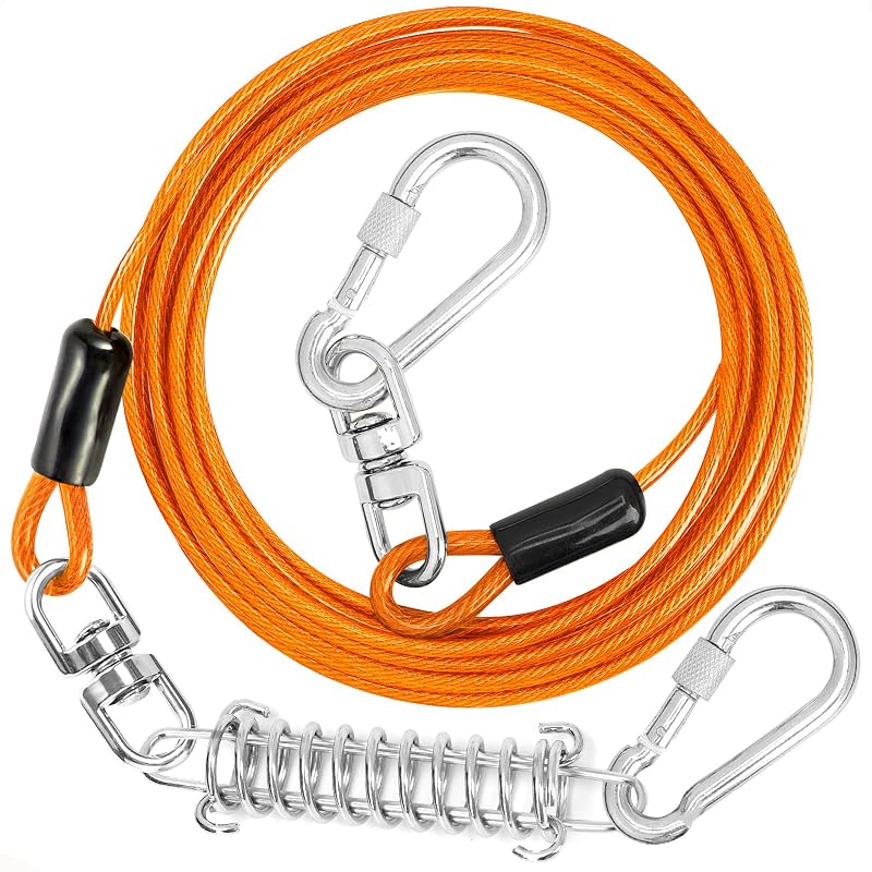 Guia de contenção para cães em aço inoxidável revestido com vinil jenico, 3,05 m Orange