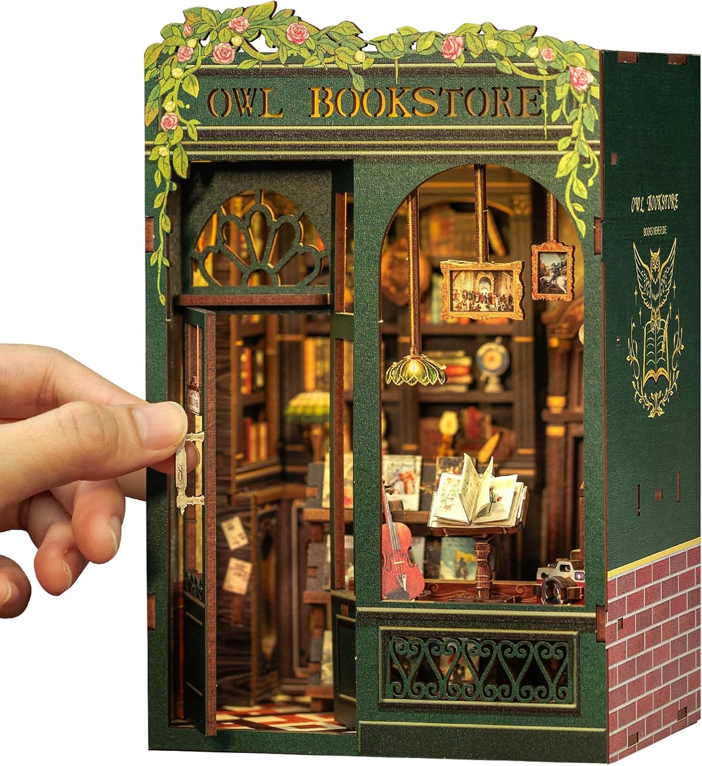 CUTEBEE Book Nook Kit: Set Creativo Casetta Fai da Te, Modello in Scala per Appassionati, Donne/Ragazzi/Amanti Libri (OWL Bookstore)