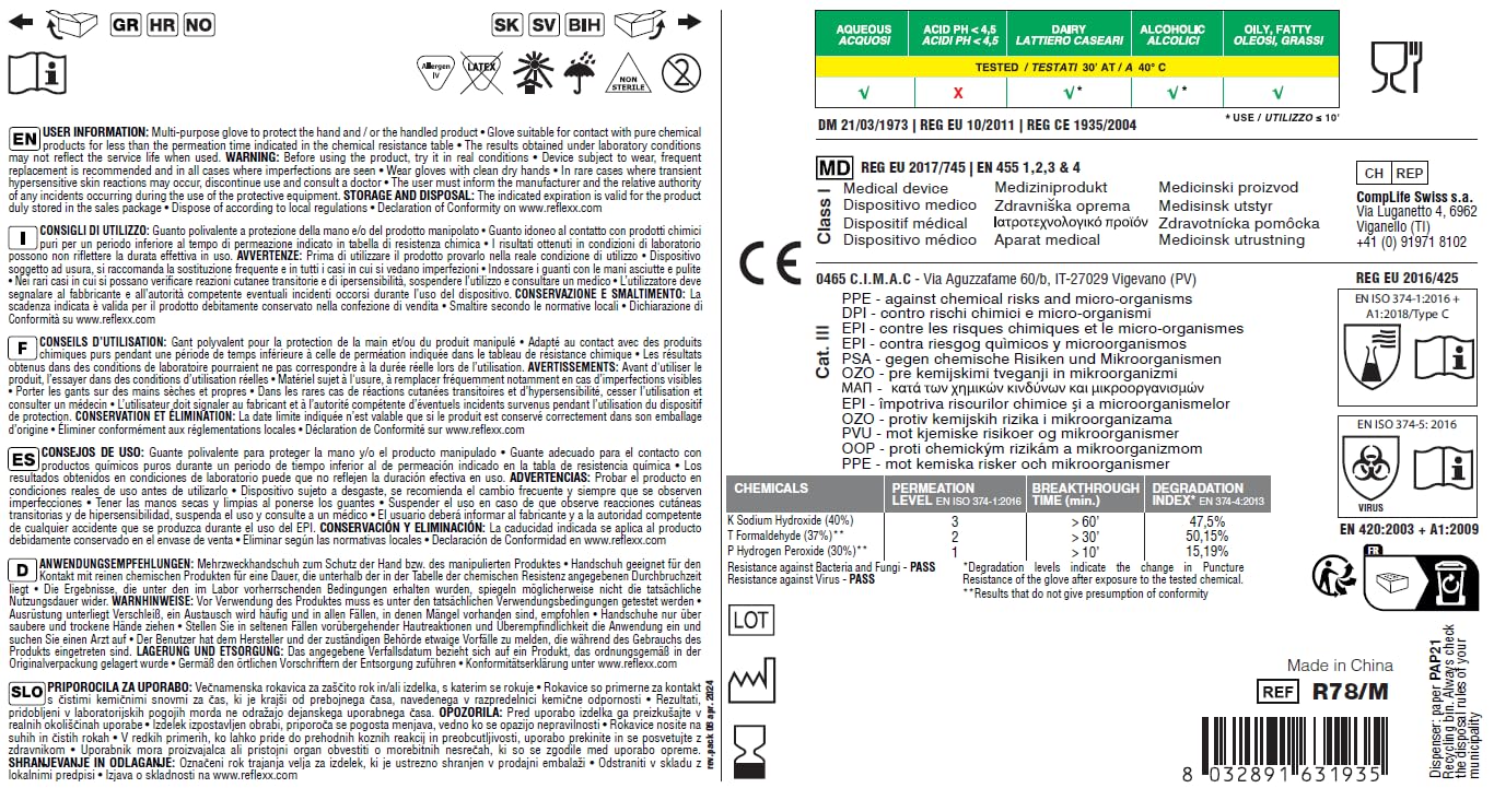 REFLEXX R78 / M Guanti senza nitrili in polvere, medio, nero, confezione da 100