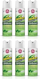 OdoBan Ready-to-Use 360-Degree Continuous Spray Disinfectant and Harsh Aroma Eliminator, Fabric and Air Freshener, 6 Pack, 14.6 Ounces Each, Original Eucalyptus Scent