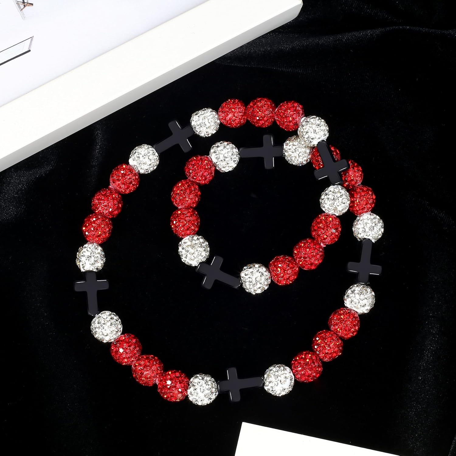 Beaded Baseball Necklace 16in Baseball Bling Drip Necklace | Baseball Beaded Cross Chain,Double-strand Adjustable Rope,Game Day,Practice,Everyday Wear,Gift for Team Players Lovers Fans