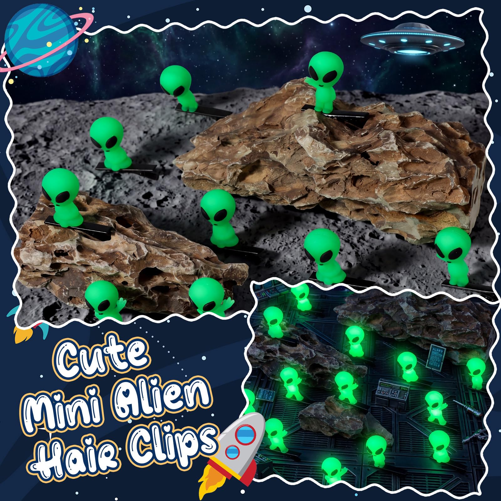 Alien Glow-in-the-Dark Hair Clips