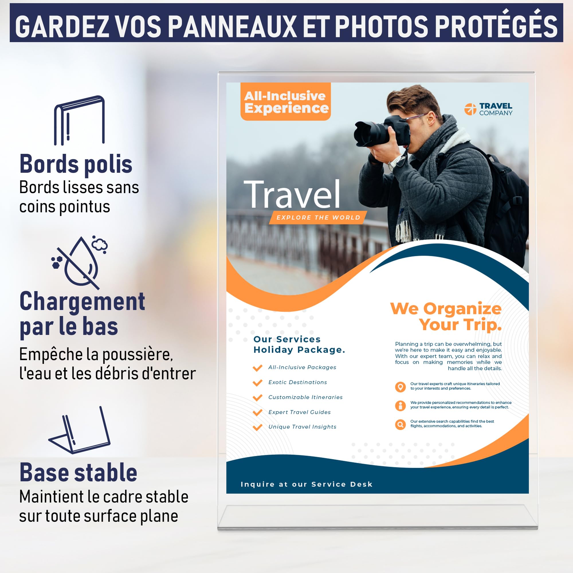Porte-Document A4 Incliné en Acrylique Transparent, Pack de 3. Présentoir de comptoir, publicité, cadre photo, pancartes, brochures, dépliants, menus, affichage. Maison, bureau, magasin, restaurant