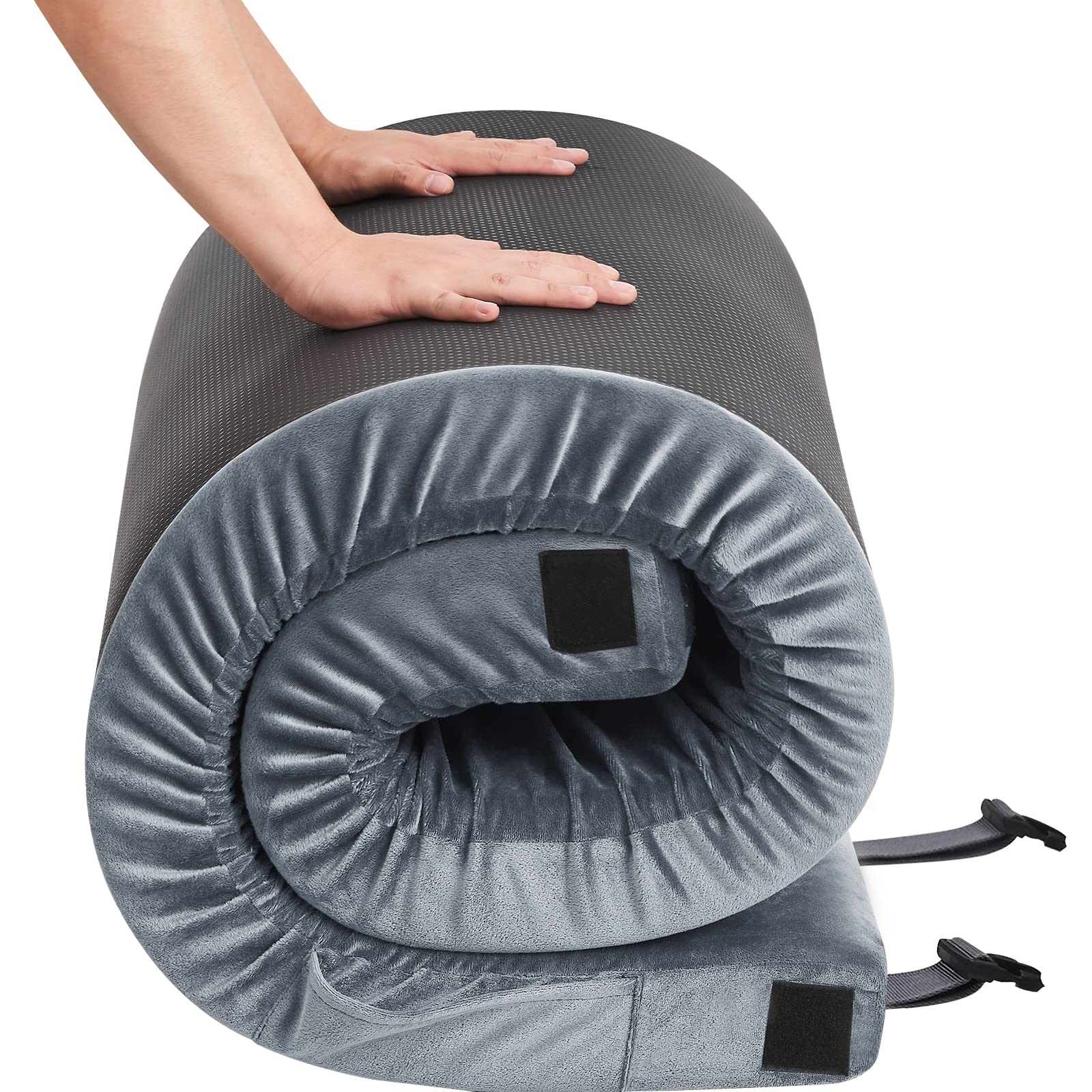 CYMULA Memory Foam Camping Mattress Pad Sleeping Mat Portable Roll Up Mattress for Adults Camping Bed Pads for Sleeping, Guest Bed for Sleepover Car Bed with Travel Bag