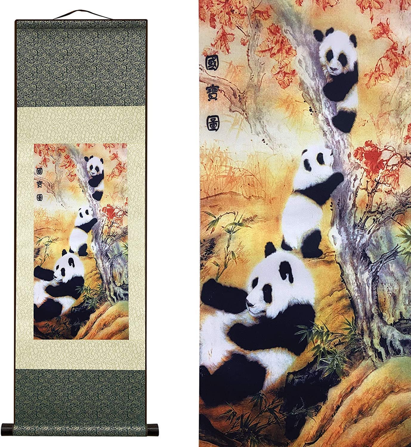 Vrfvsdasaas G1 Chinese Wall Art, Chinese Wall Art Scroll Painting,Silk Scrollg Summer Autumn Winter Landscape Beaut(G1)
