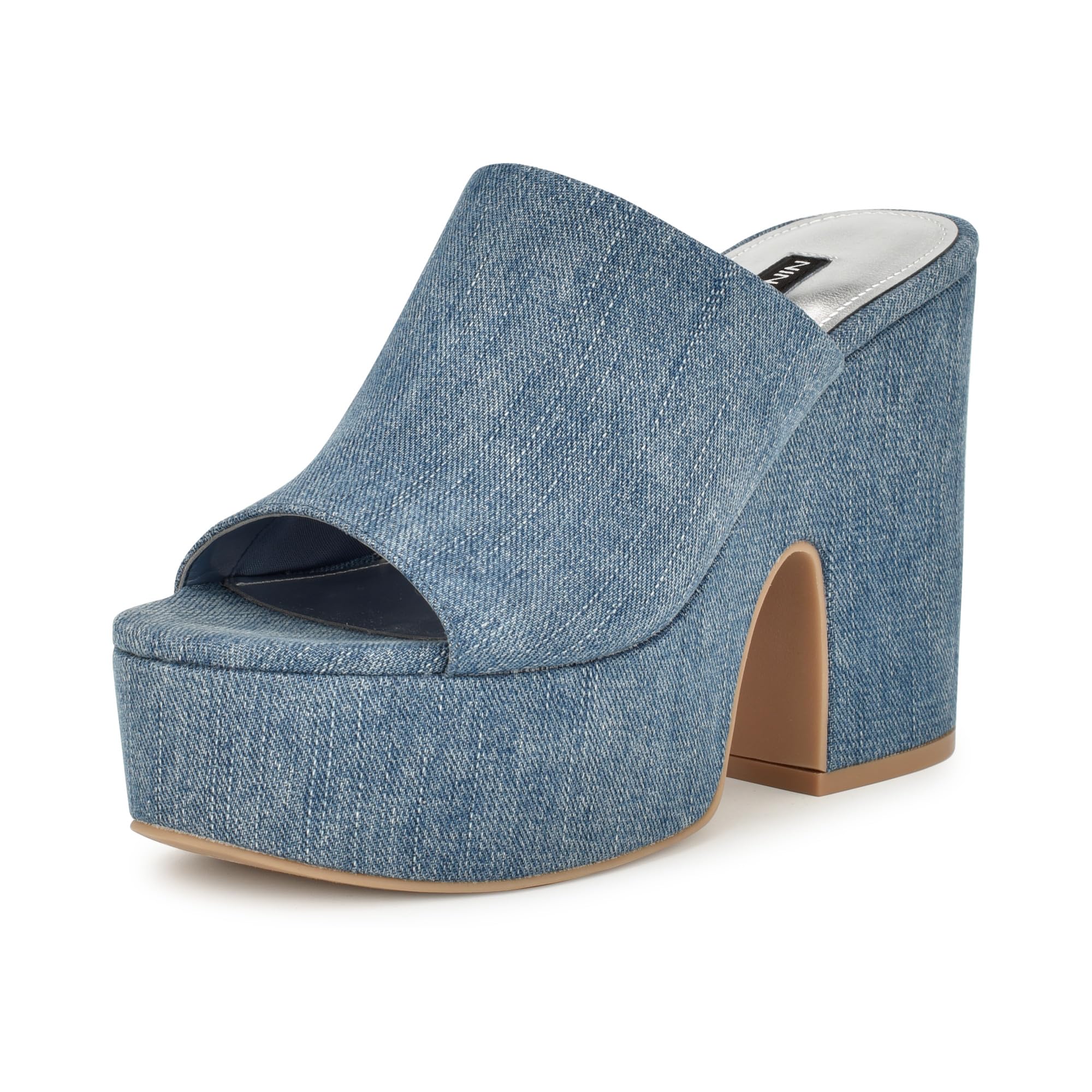Nine West Women's Olley Wedge Sandal, Denim Blue 420, 6.5 UK