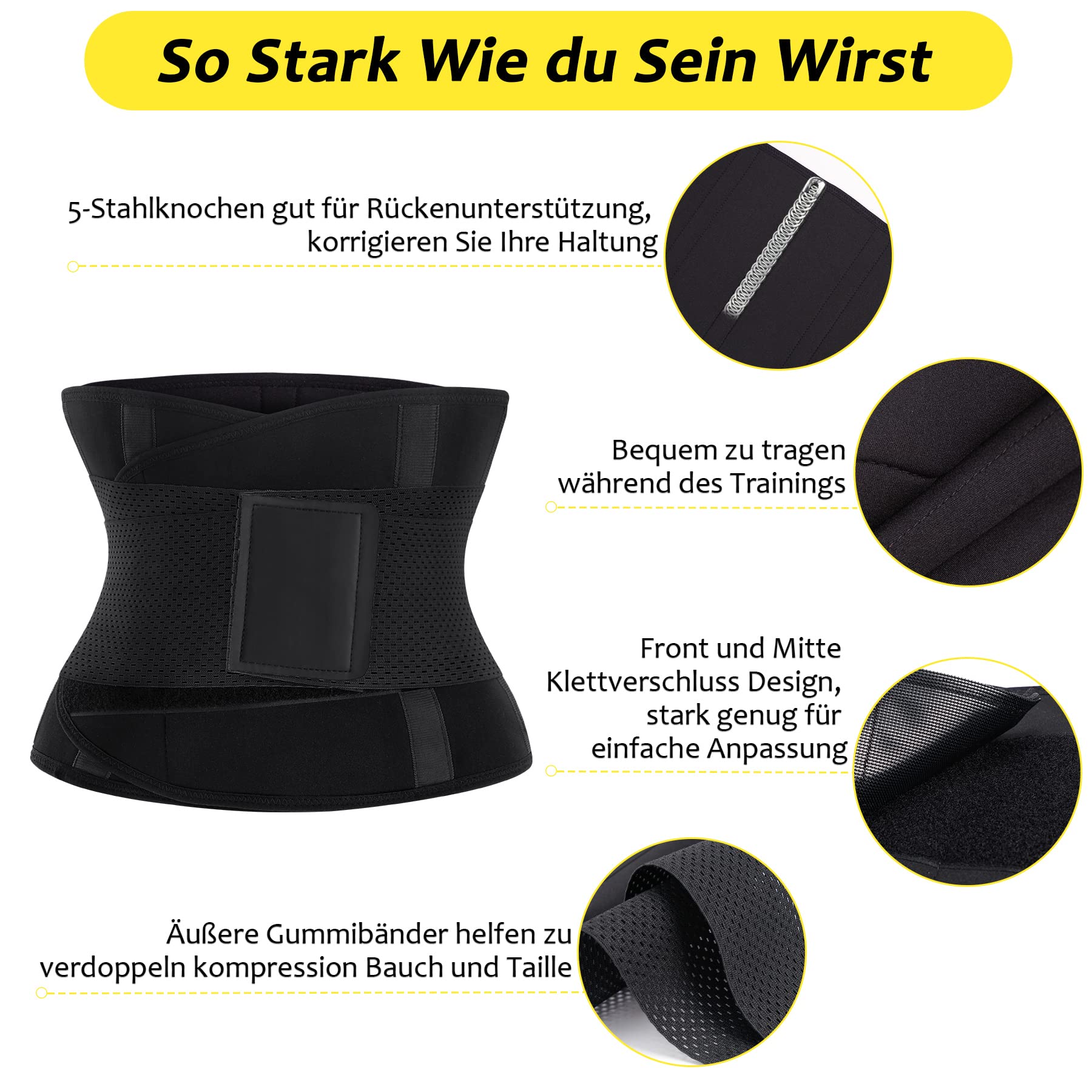 Junlan Bauchweggürtel Korsett Damen Bauchweg Schwitzgürtel Zum Waist Trainer Damen Neopren Gürtel Sauna Fitness