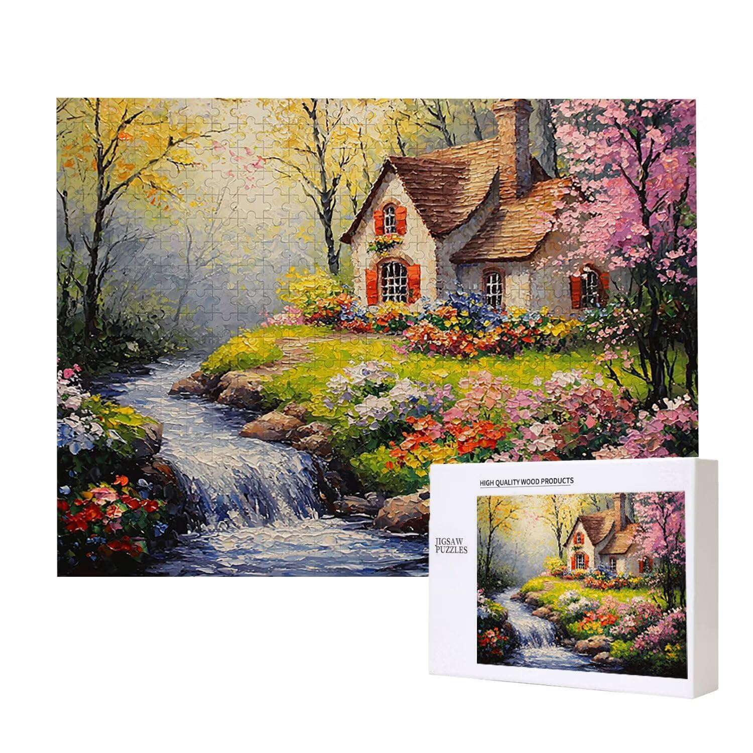 Domek rzeczny - Puzzle 1000 sztuk dla dorosłych - Puzzle DIY, kreatywna rozrywka, nowoczesna sztuka, klasyczne puzzle dla dorosłych i młodzieży w wieku 12 lat, pomysł na prezent dla mężczyzn i kobiet