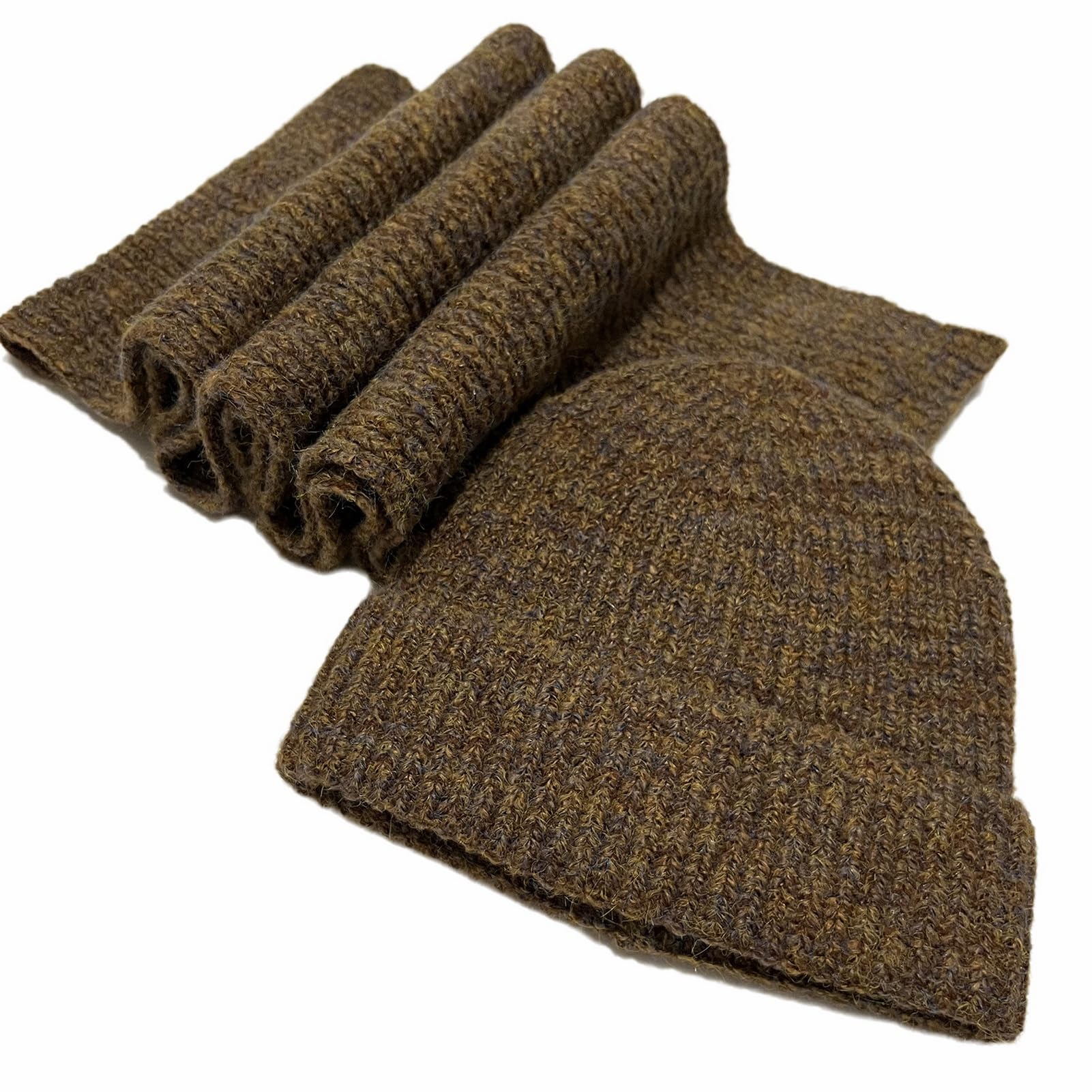 Reyox Unisex Winter Warm Knit Beanie Hat and Scarf Set Coffee