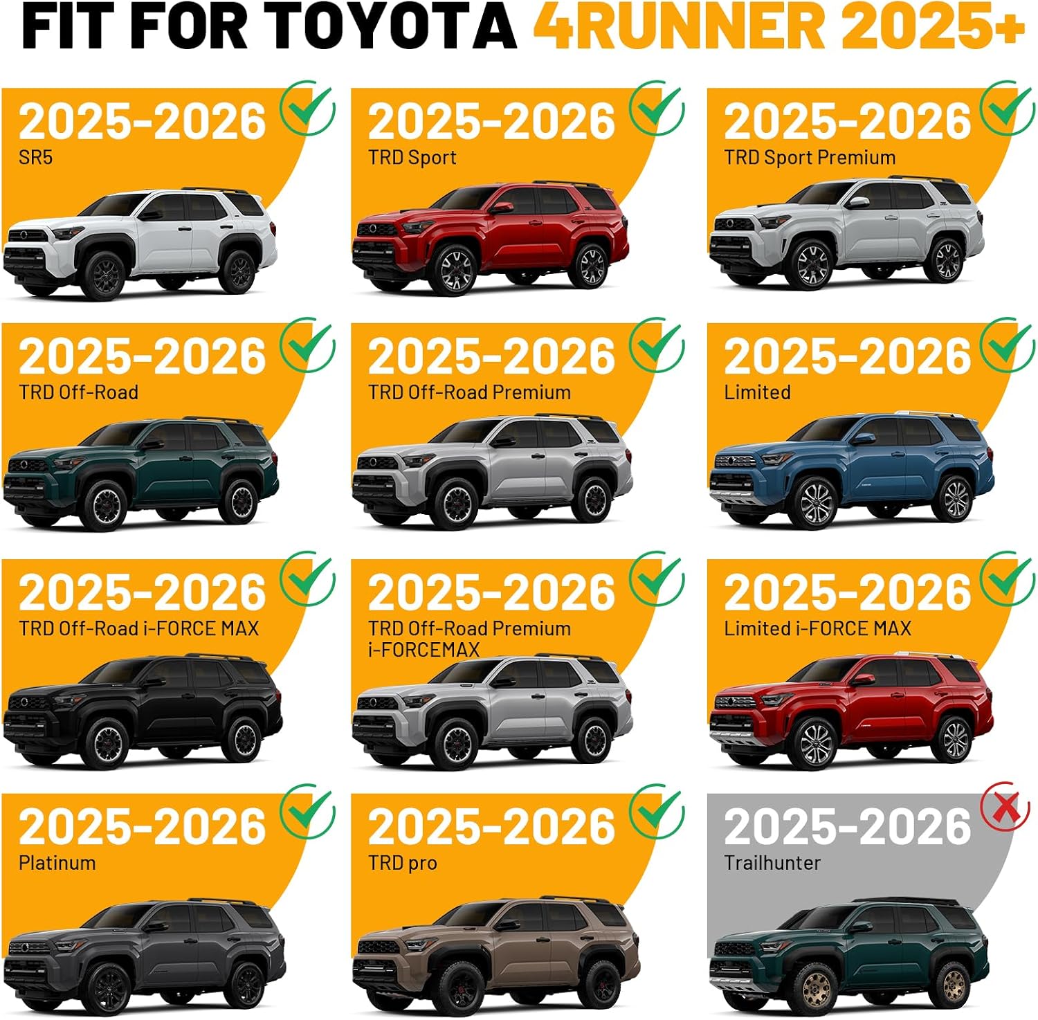 Upgraded Roof Rack Cross Bars Compatible with Toyota 4Runner 2025 2026, Lockable Crossbars Heavy Duty Aluminum for Rooftop Cargo Luggage, Kayak, Snow Board