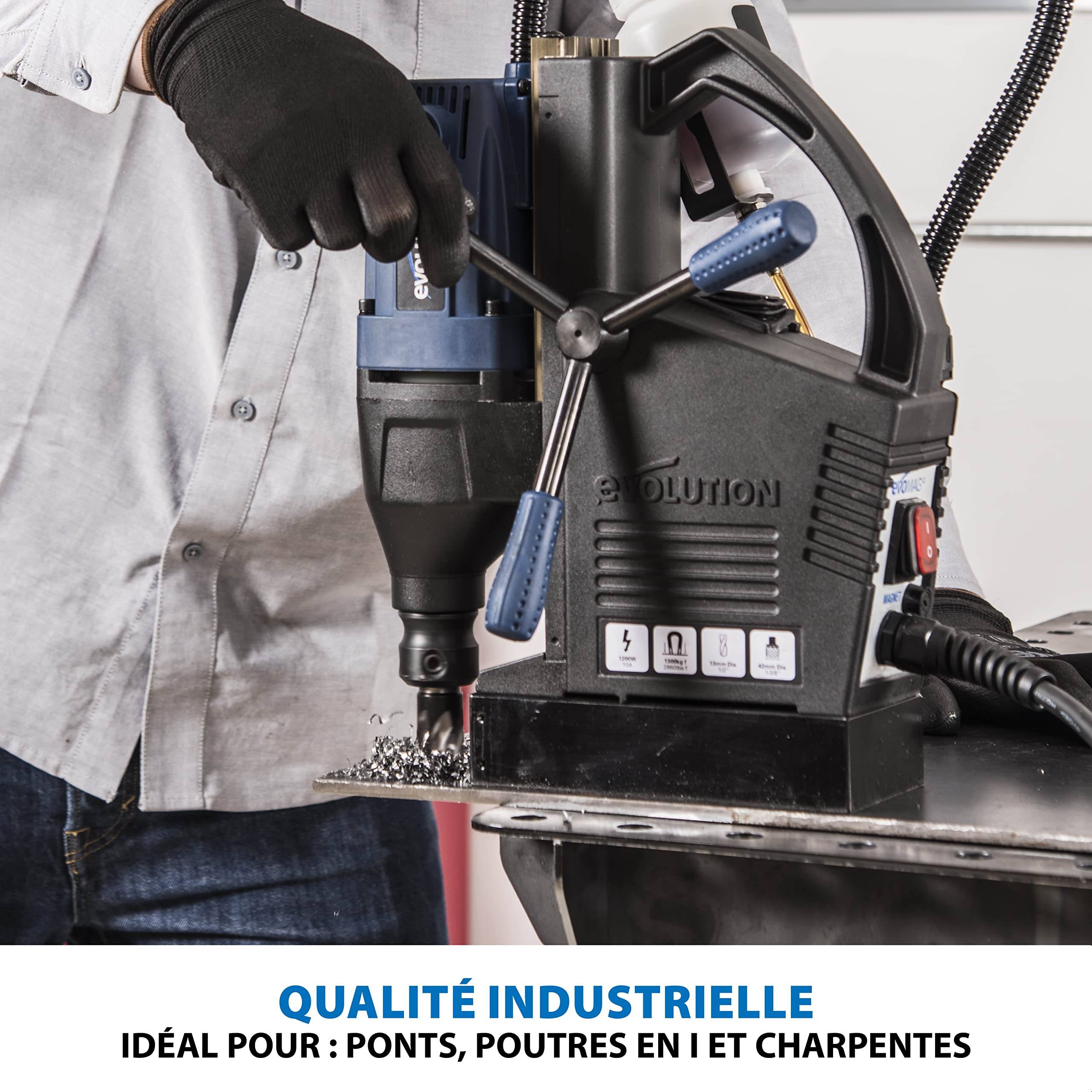 Evolution Power Tools S28MAG Perceuse magnétique industrielle pour le travail du métal, Système de refroidissement intégré, diamètre de fraise max. de 28 mm, S'accompagne d'une garantie de 3 ans, 28mm
